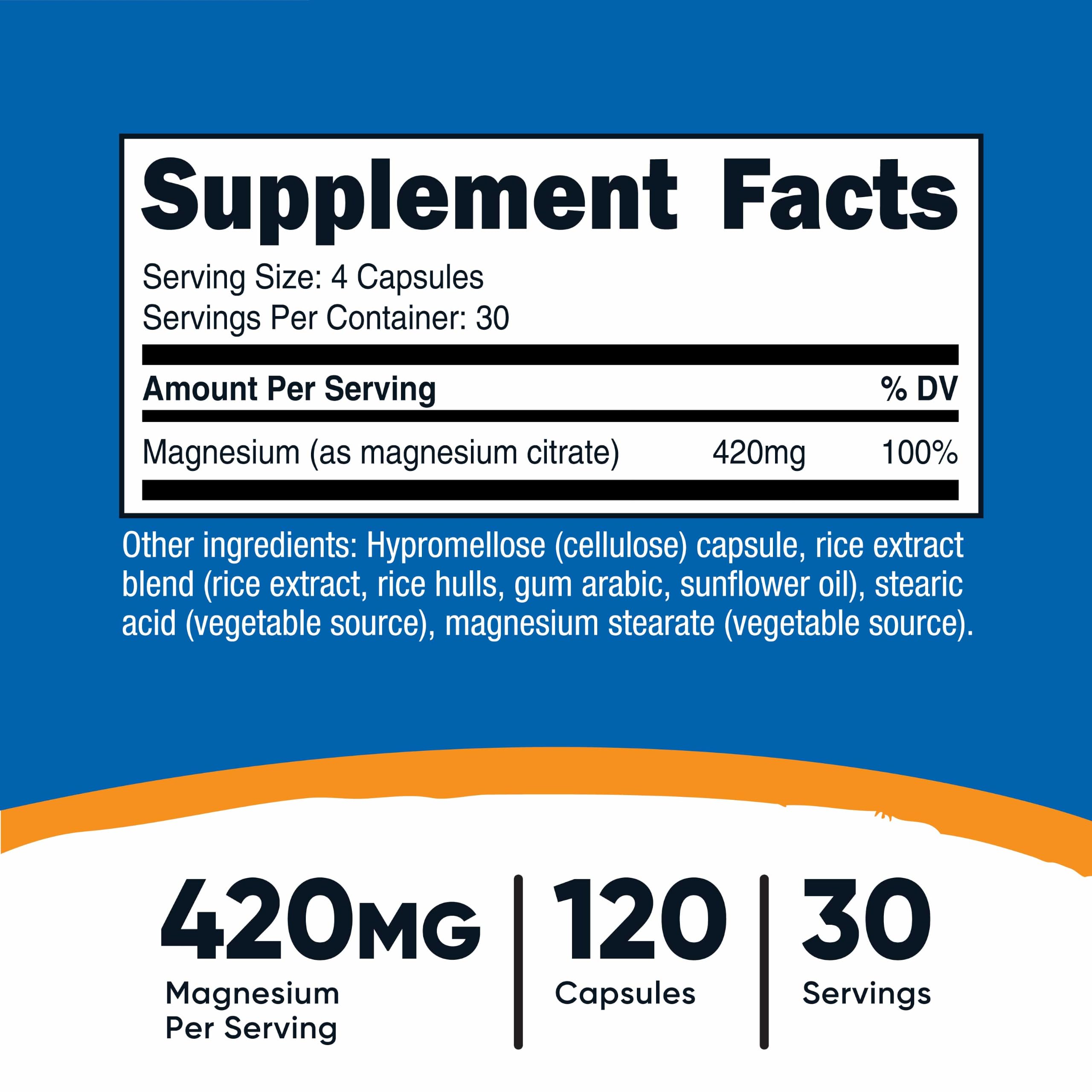 Nutricost Magnesium Citrate 420mg, 120 Veggie Capsules, 60 Servings — Amazon image 2