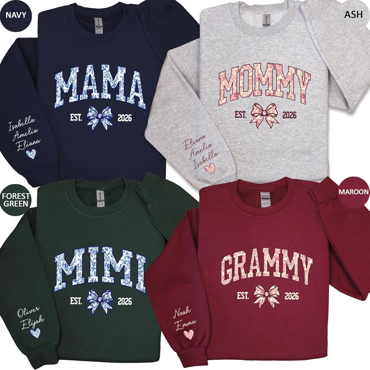 coreus Custom Floral Mama Sweatshirt for Women Personalized New Mom to be Gift for Mothers Day Mimi Crewneck Nana Sweater Gigi Hoodie Multi - Image 4