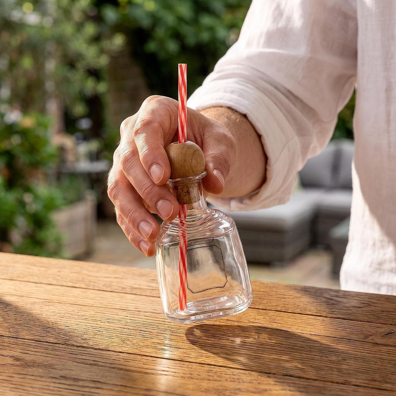 MagiDeal Mini Botella Vidrio 375 ml, vacía, compacta, Ligera, Transparente, con tapón Corcho. Pequeño Recipiente para Cocina, hogar, Bodas y