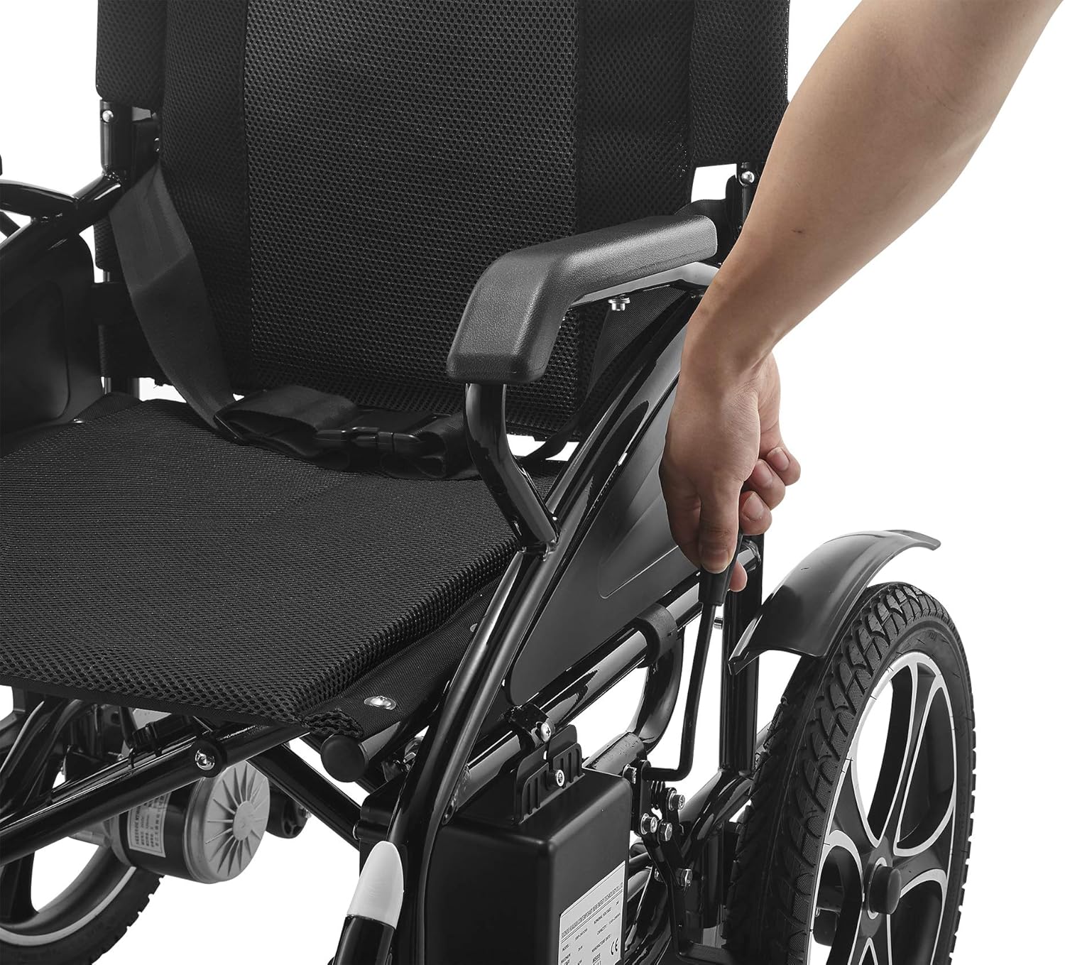 Foldable Electric Wheelchair for Adults and Seniors | Heavy Duty, Long Range, Airplane Approved, Lightweight | Portable Motorized Wheelchair (Black-Black) : Health & Household