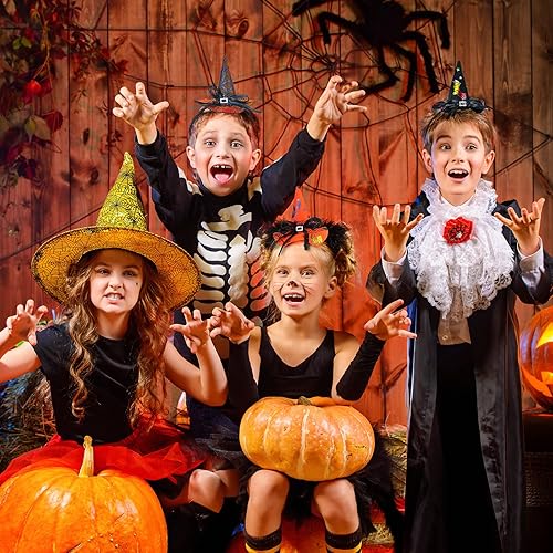Miniatura 6 de 16 piezas de sombrero de bruja de Halloween, diadema para disfraz de bruja, accesorios de telaraña, diadema de calabaza puntiaguda, diadema para