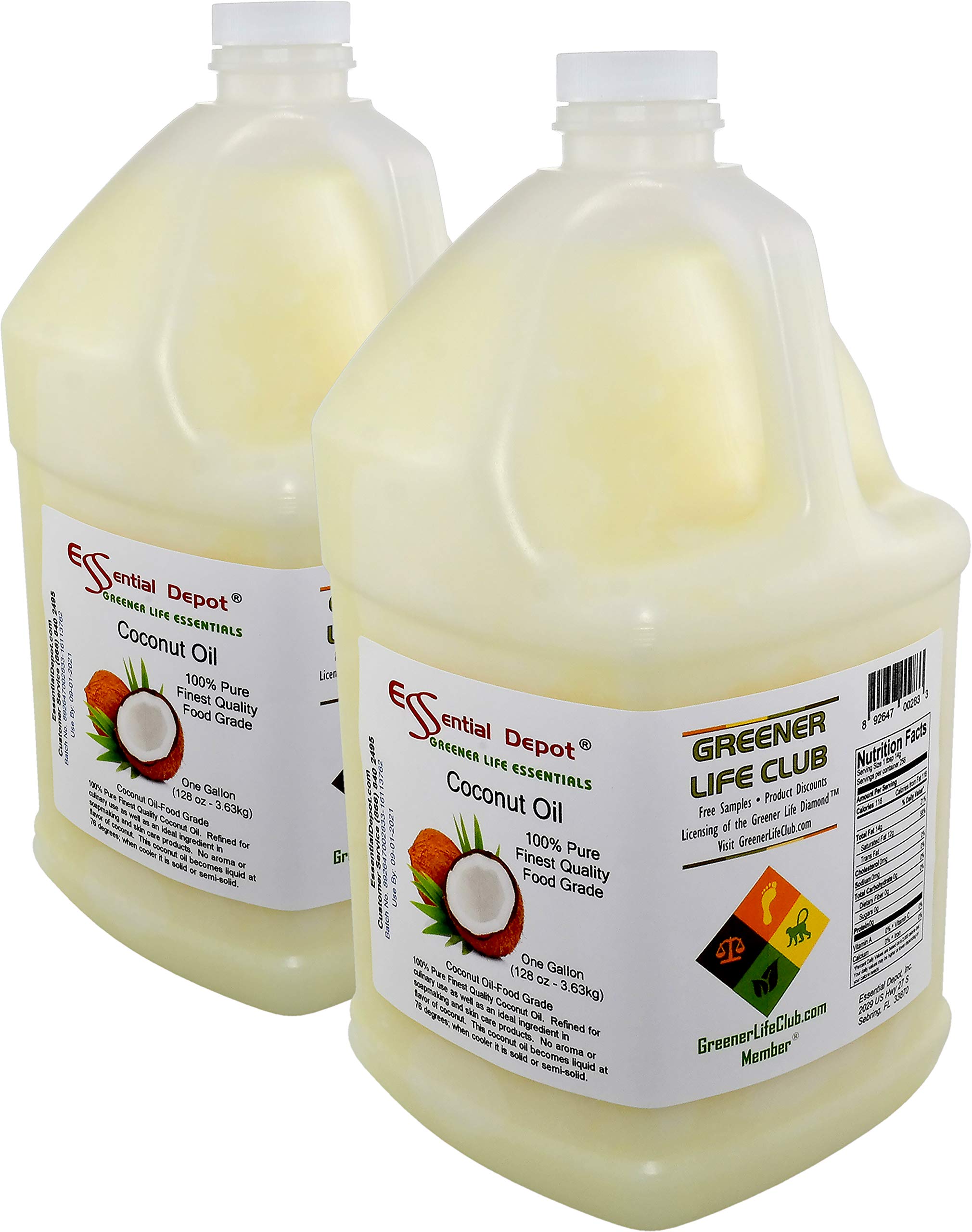 Coconut Oil - 76F - 2 x 7 lb each in a 1-gallon jug - No ScentOdor - also called Coconut Butter - Food Grade - safety sealed HDPE container with resealable lid - microwave-safe remove foil se product thumbnail 2