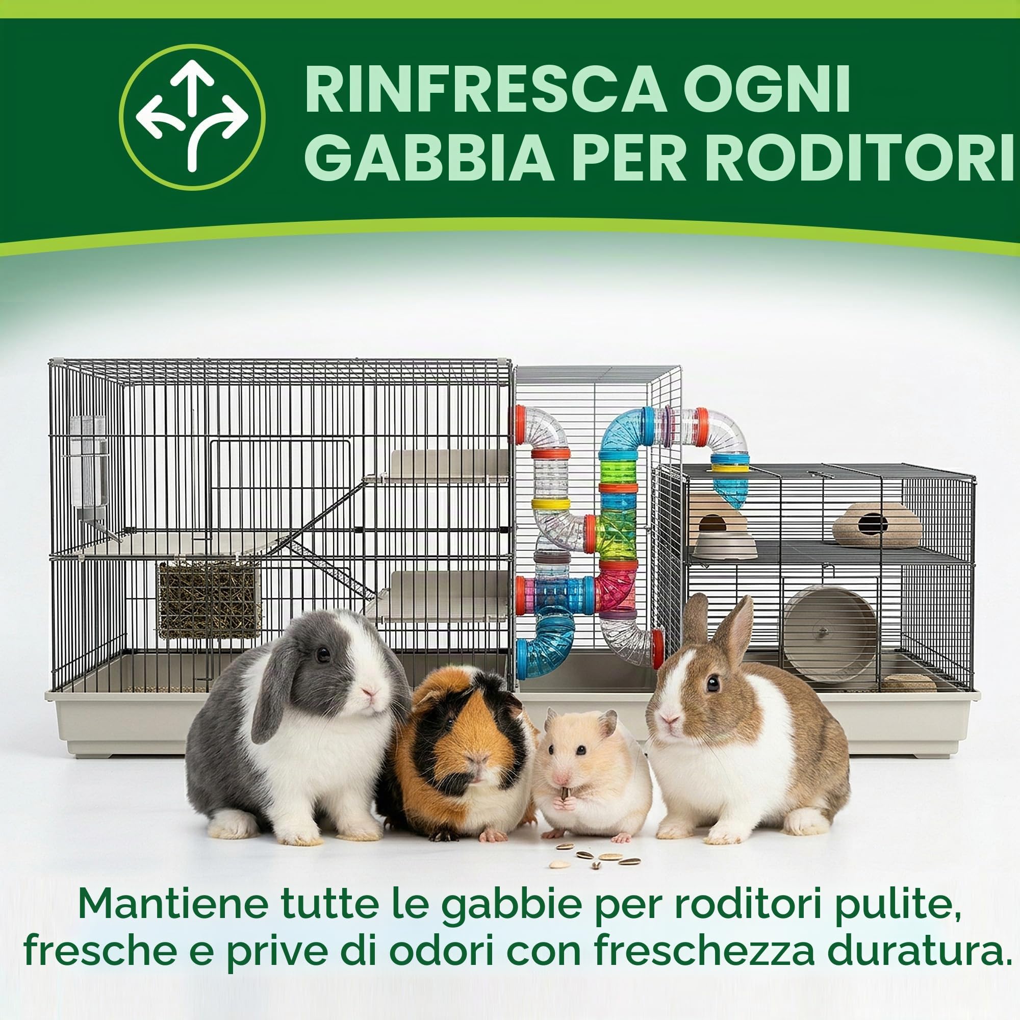 Antiodore e sporco per gabbie di roditori, con microrganismi contro le feci, l'urina e gli odori degli animali domestici, 100% naturale e delicato, flacone spray da 500 ml