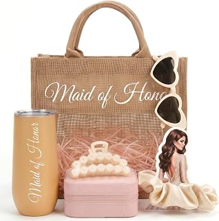 Maid of Honor Gifts - Will You Be My Maid of Honor Gift Set,6-piece Set Proposal Tote Bag Tumbler Cup Gifts Set