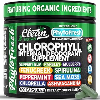 Clean Nutra Chlorophyll Capsules Supplement Internal Deodorant Peppermint, Sea Moss, Parsley, Chlorella, Spirulina, Slippery Elm, Ashwagandha, PhytoFresh Greens Detox Pills