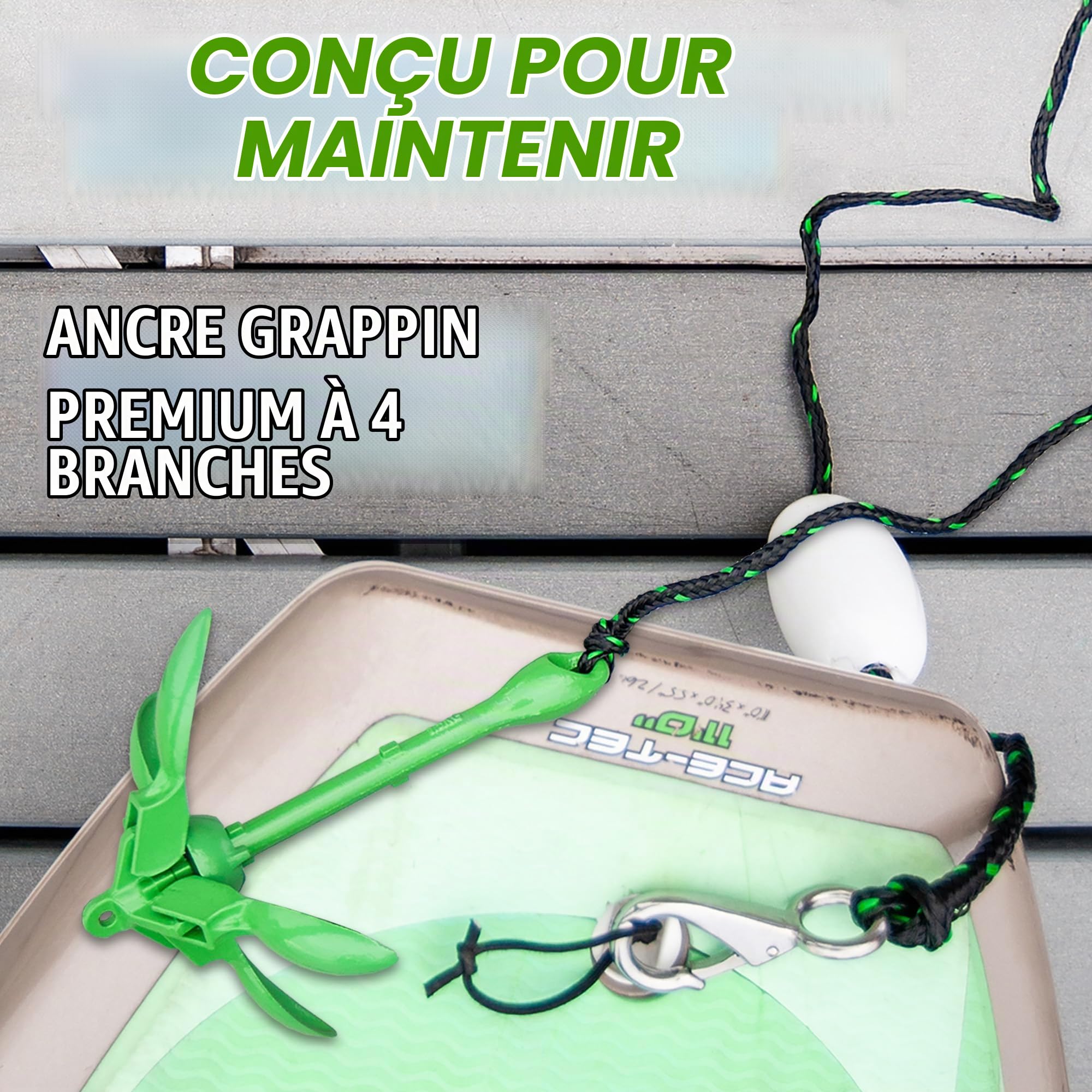 Gradient Fitness| Ancre Marine, Ancre Pliante de 3,5 LB, kit d'ancrage de Kayak à grappin également pour canoës, Planches à pagaie (Sup), Ancre de Jet Ski (3,5 LB)