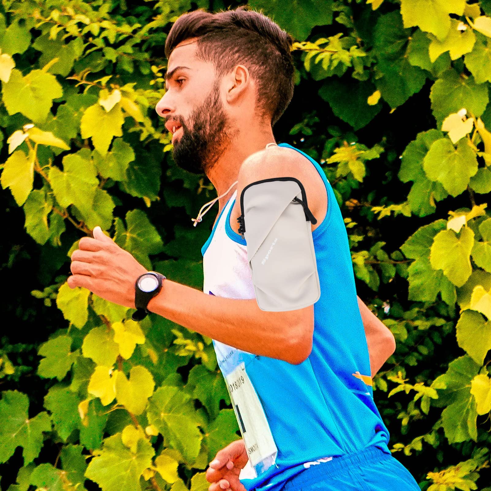 Gatuida 4pièces Brassard De Course Élastique pour Téléphone Poche De Rangement Étanche pour Sport Et Activités Plein Air Compatible Majorité des Smartphones