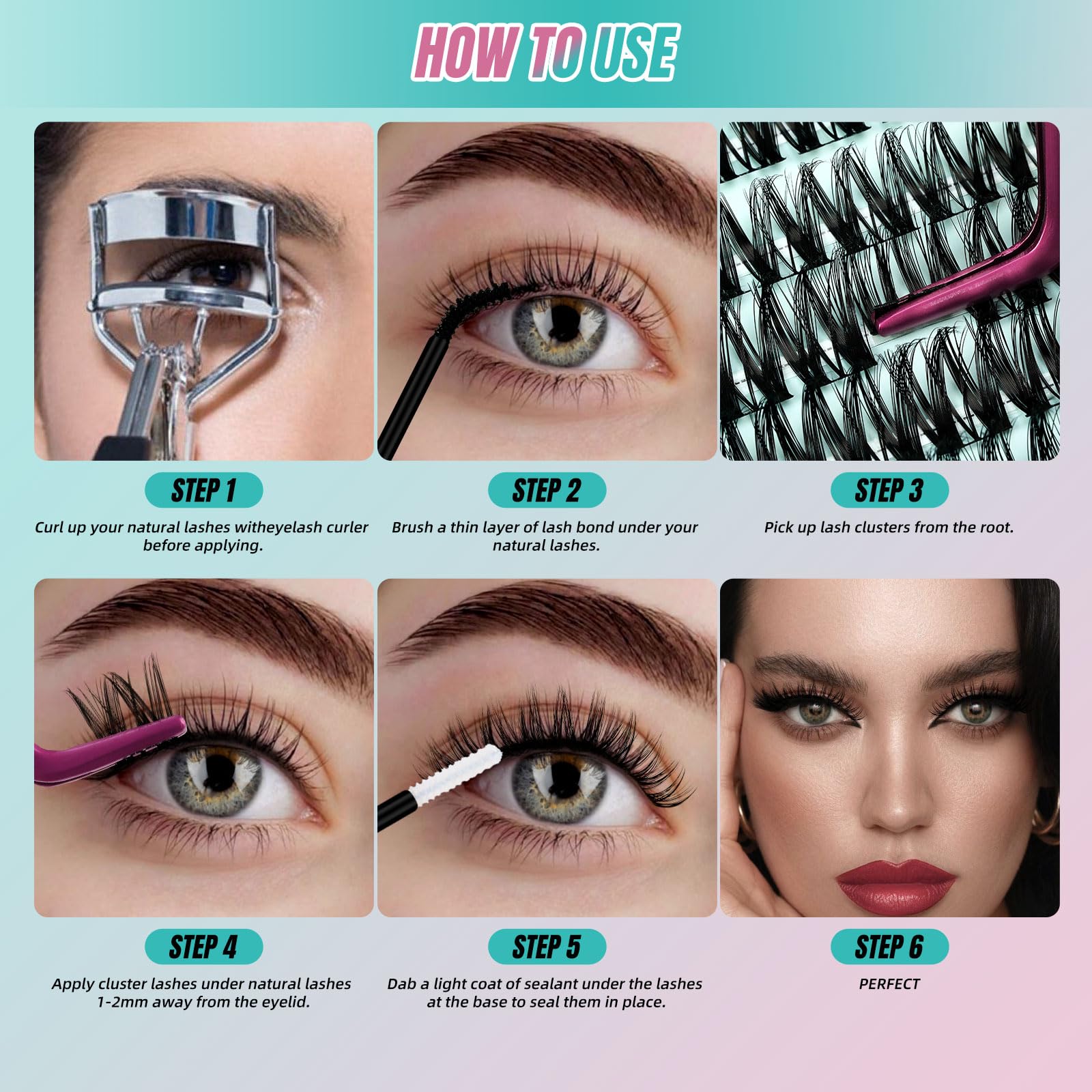 Lashes zestaw do przedłużania rzęs, zestaw 144 sztuk, 8–16 mix, wiązanie i pieczęć i pęseta (8–16mix)