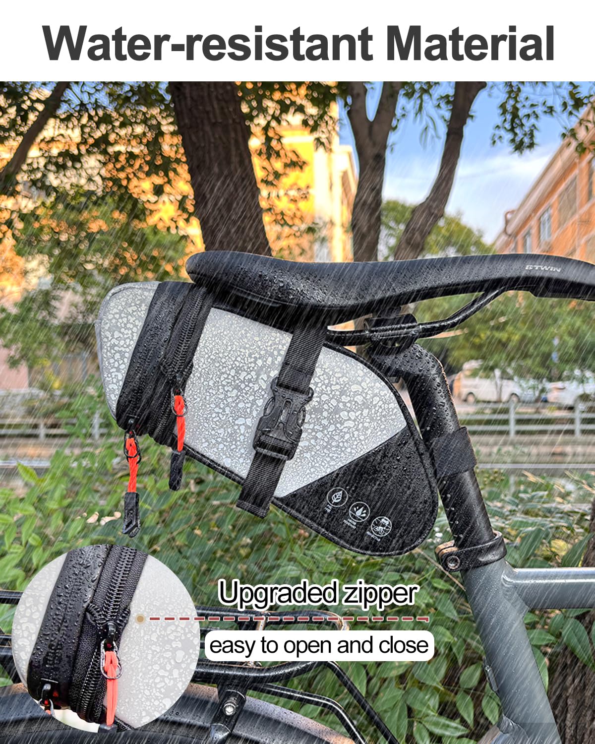 Sacoche De Selle Vélo Imperméable Et Extensible – Tissu 900D Réfléchissant, Capacité 1,5 à 2 L, Avec Poches Mailles, Compatible VTT, Route Et Électrique, Montage Facile Par Sangles