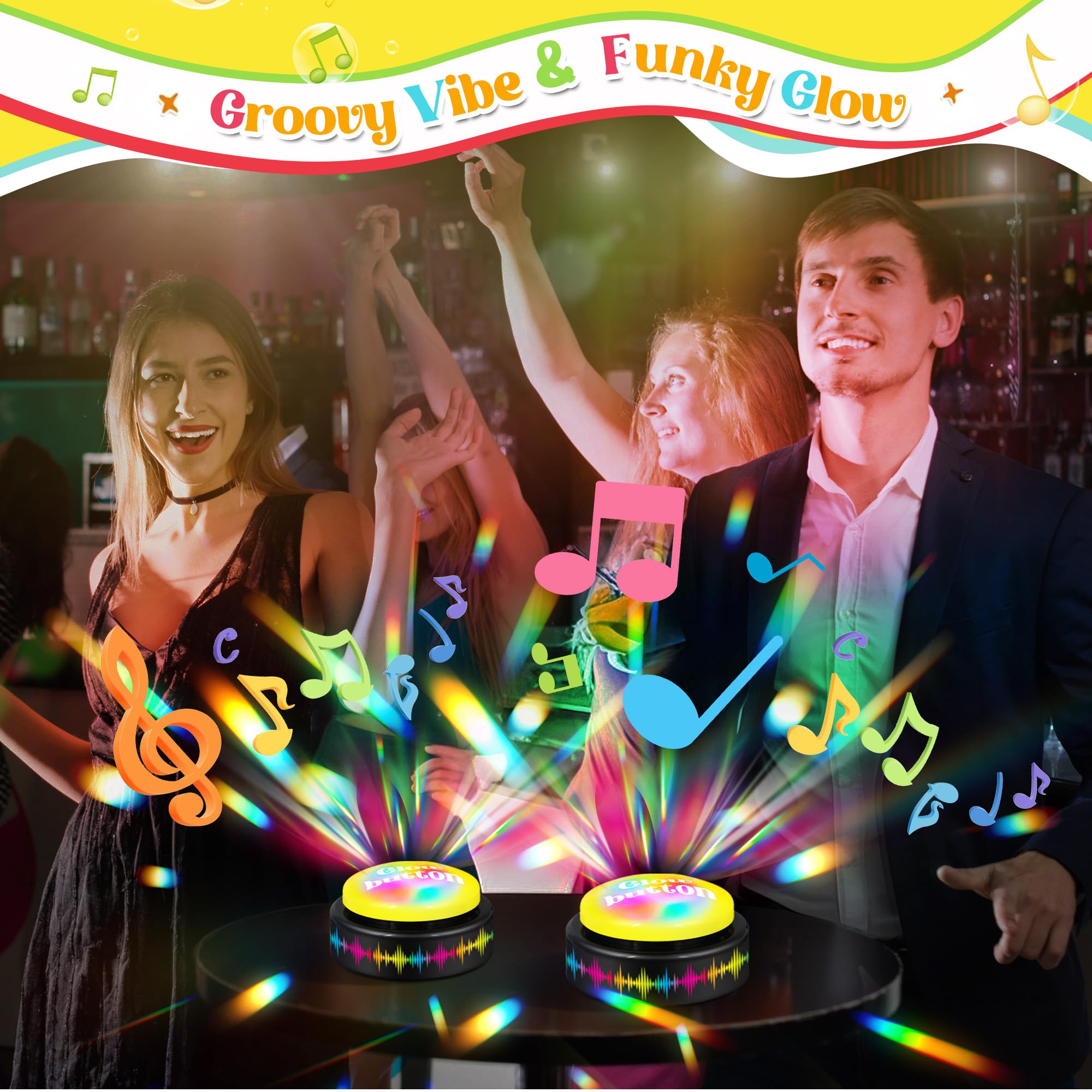 Feekoon 2 Stück Tanzparty-Taste, spielt 10 EDM-Tracks ab, 30 Sekunden leuchtende Tanzbomben-Taste mit Batterien, lustiges Gag-Geschenk für Büro, Klassenzimmer, Lehrer, Kollegen und Freunde