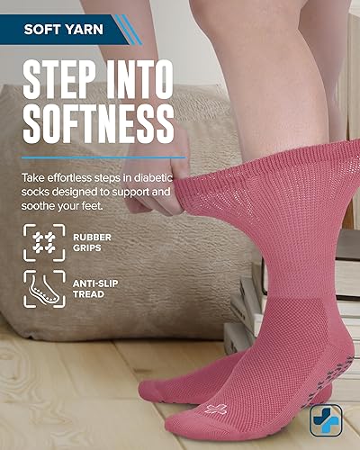 Miniatura 10 de Calcetines para diabéticos para mujeres y hombres  4 pares de calcetines no vinculantes para mujer  Calcetines antideslizantes para hombre