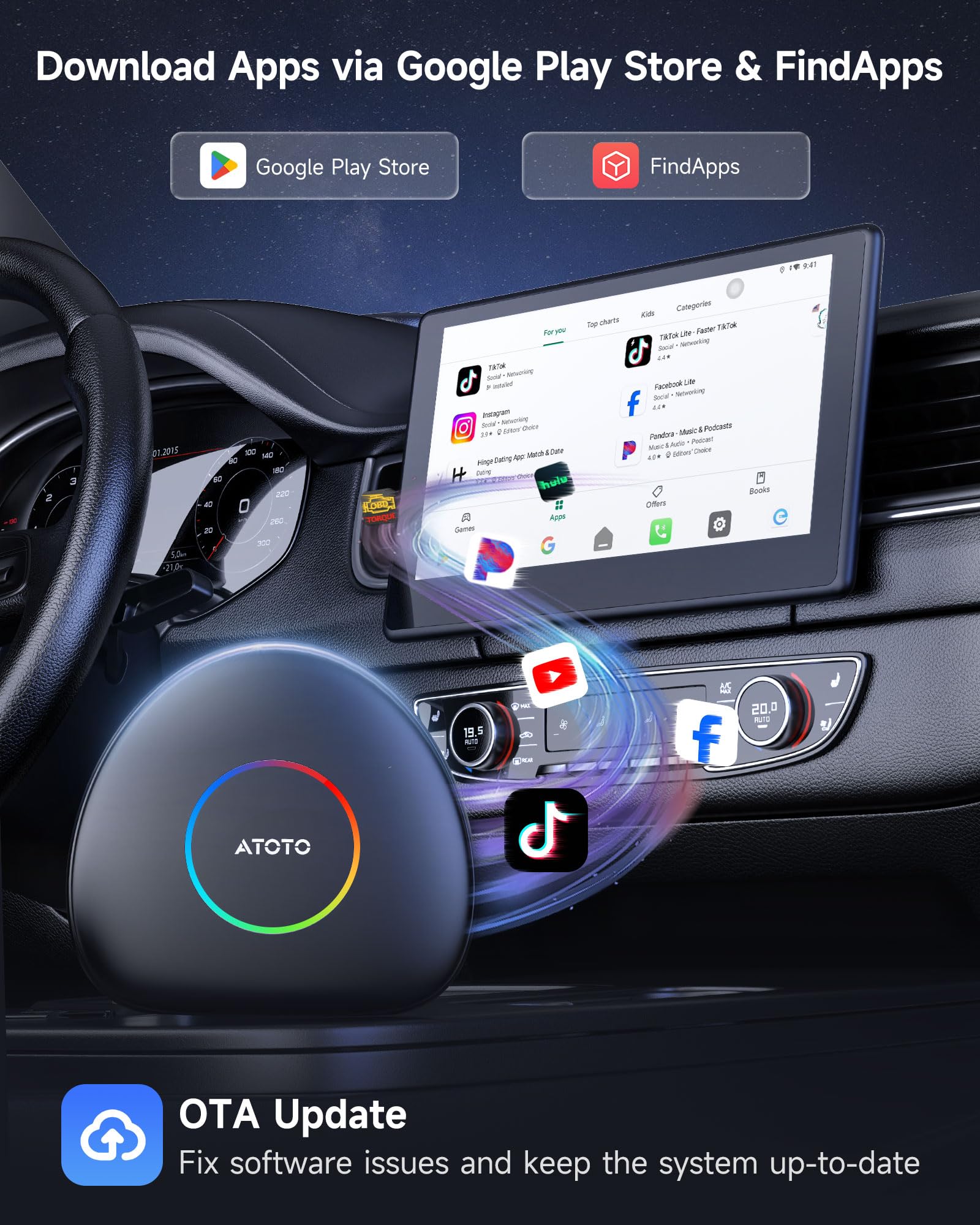 Amazon.com: ATOTOLIFE CB6C AI Box CarPlay, Wireless CarPlay