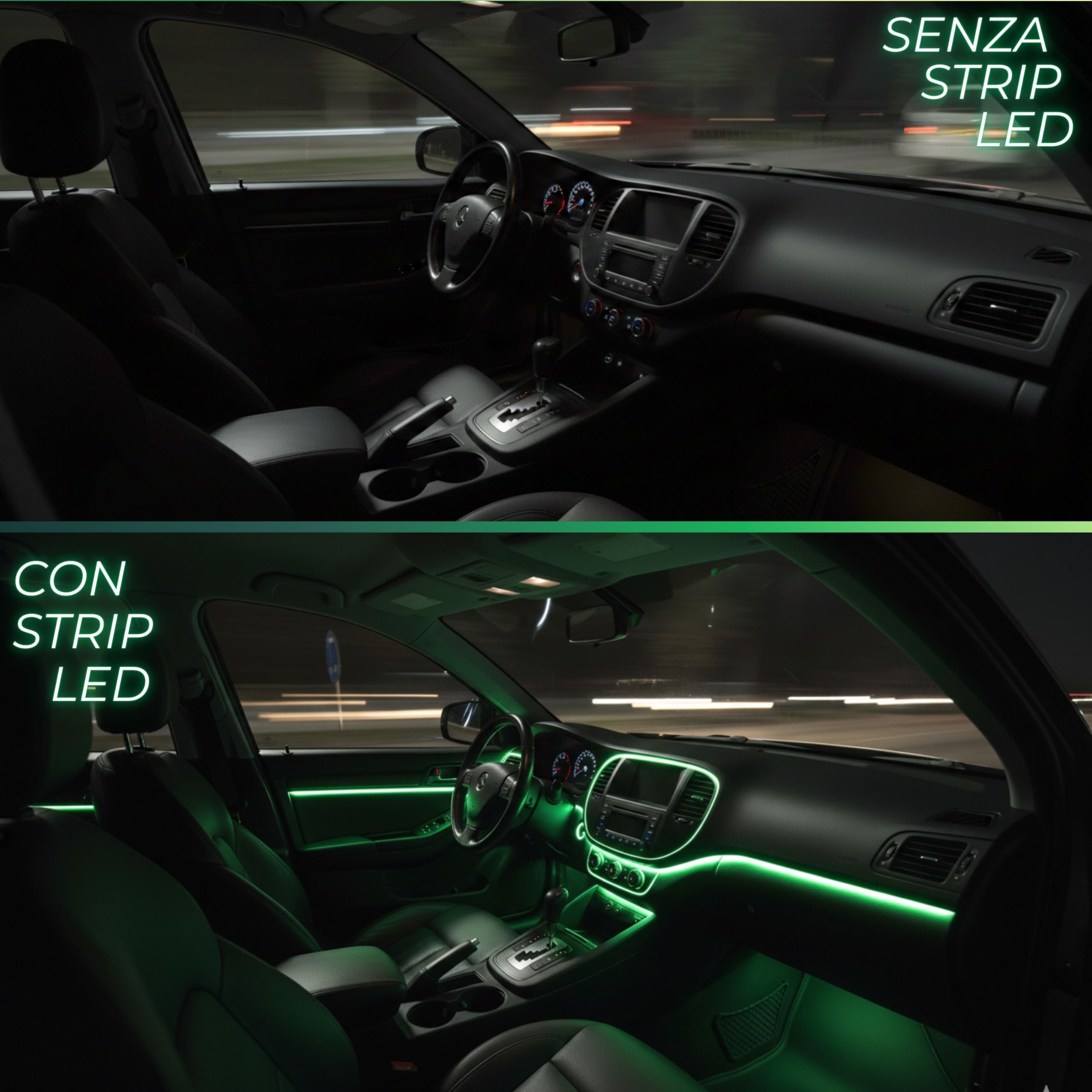 El Wire Filo Neon LED Verde 3m Per Auto 12V - Striscia Luminosa Flessibile Per Decorazione Interni, Con Connettore Accendisigari E Fusibile - 4