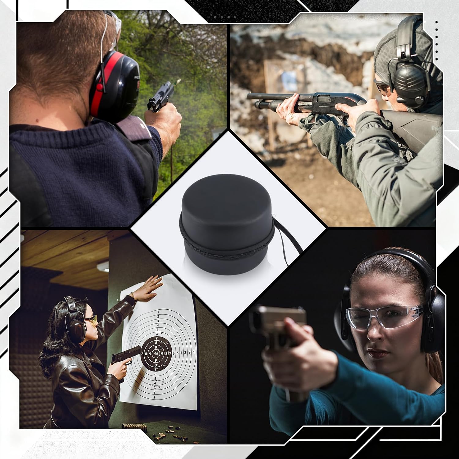 Hard Muff Protective Case 5.5 x 5.5 x 3.9 Inch Weather-Resistant Reliable Shockproof Dustproof Hunting Range Shooting Earmuff Carrying Headphones Storage Case Hearing Protection for Travel