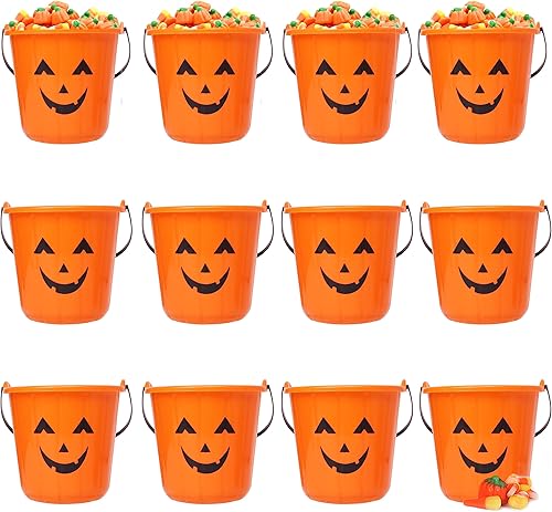 Triumpeek Cubos de calabaza de Halloween, 12 cubos de Halloween Jack O Lantern, cubo de truco o trato, cubos portátiles de plástico para calabaza disponible en Yaxa Peru