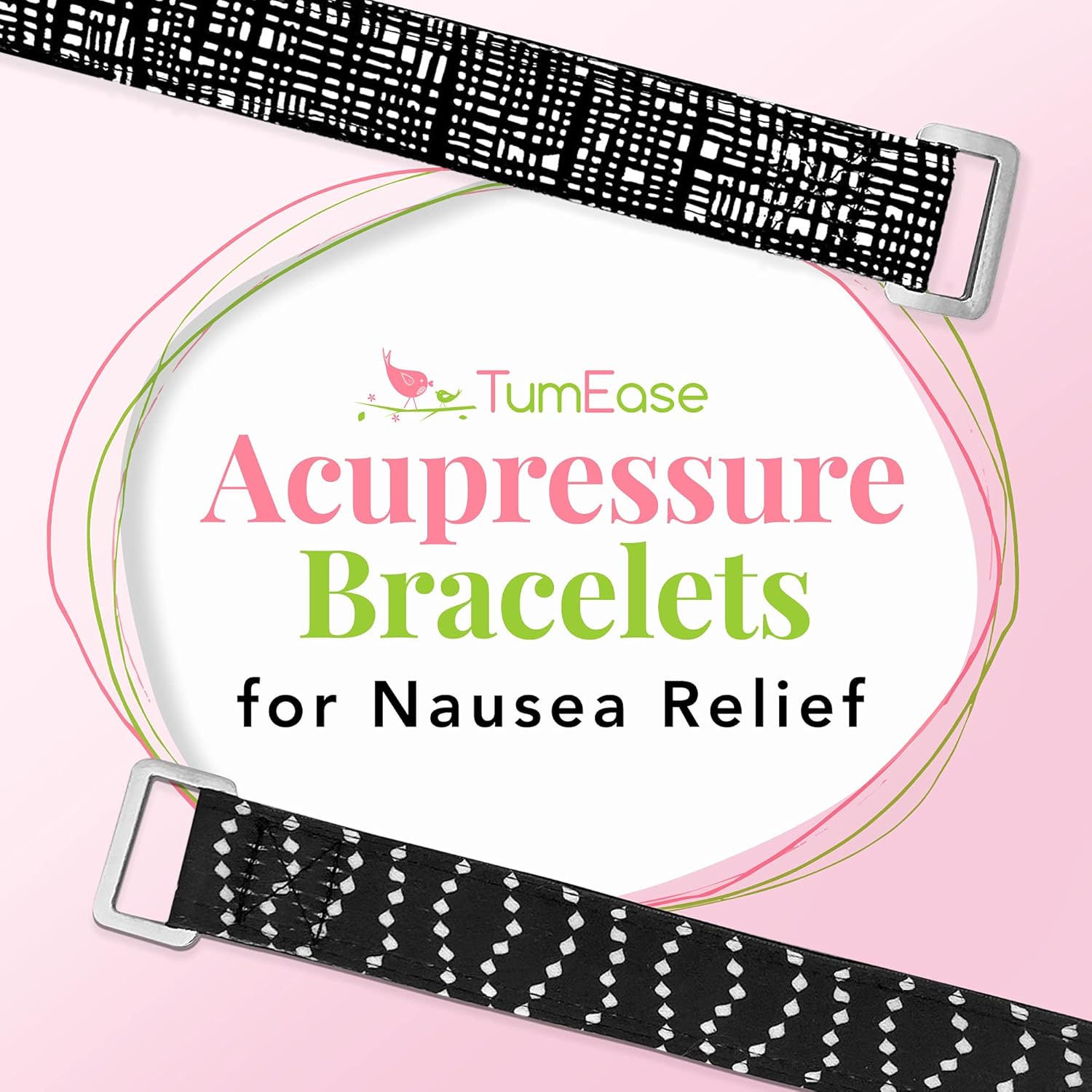 Acupressure Bracelets for Nausea Relief- Motion Sickness (Car Sickness, Travel Sickness, Sea Sickness, Cruise Ships, Amusements), Morning Sickness, Chemotherapy, Post Operative (Dot Checkered)
