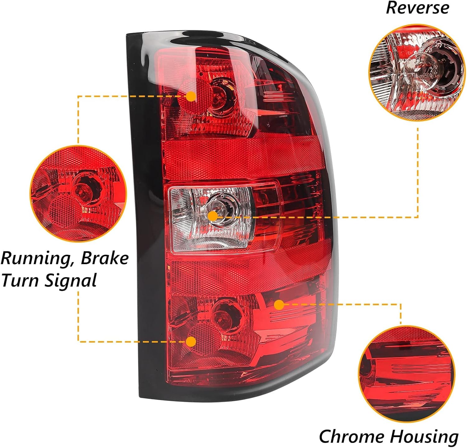 Huray Right Tail light Assembly for Chevy Silverado 2007-2013 1500 2500 HD 3500 HD OE Style Rear Brake Lamp 25958483 GM2801207 (Right)