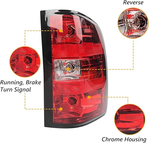 Miniatura 3 de Ensamble de luz trasera derecha Huray para Chevy Silverado 2007-2013 1500 2500 HD 3500 HD lámpara de freno trasera estilo OE 25958483 GM2801207