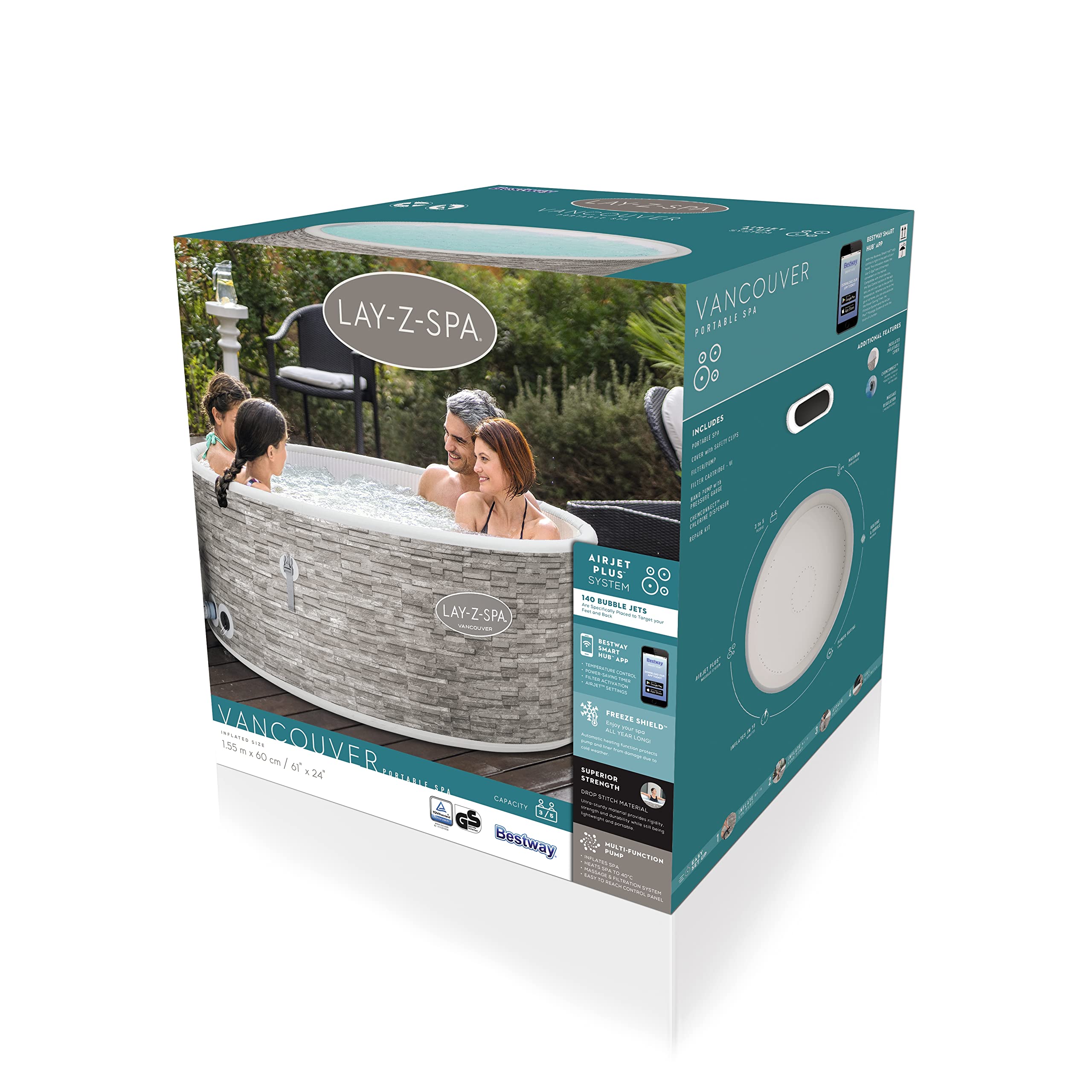 Bestway Lay-Z-Spa® 61"X24"/1.55M X 60Cm Vancouver Airjet Plus