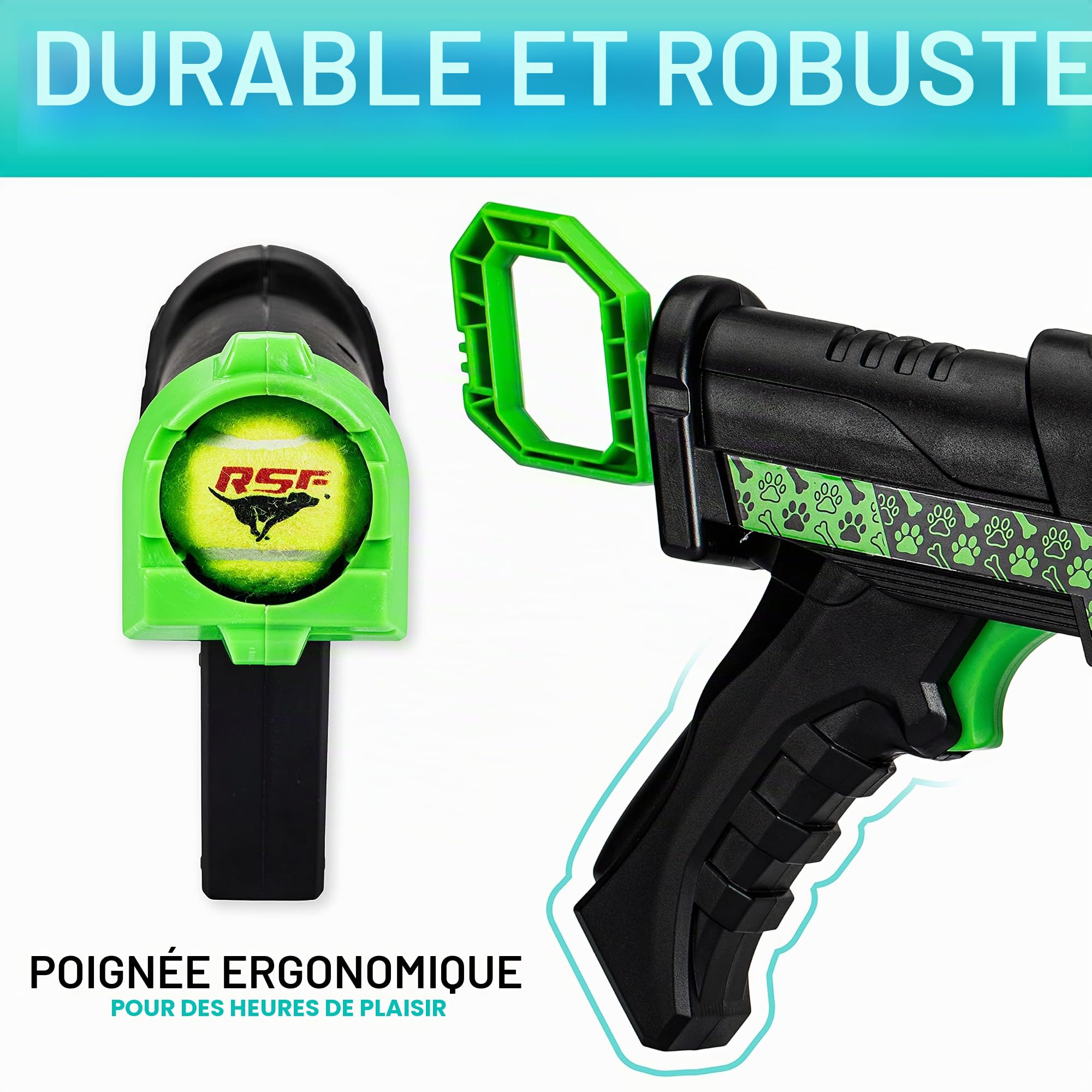 Franklin Pet Supply Lanceur de Balle de Tennis pour Chiens – Balle pour Chien + Canon à Lancer de Balle de Tennis pour rapporter – Jouet Parfait pour Les Petits Chiens