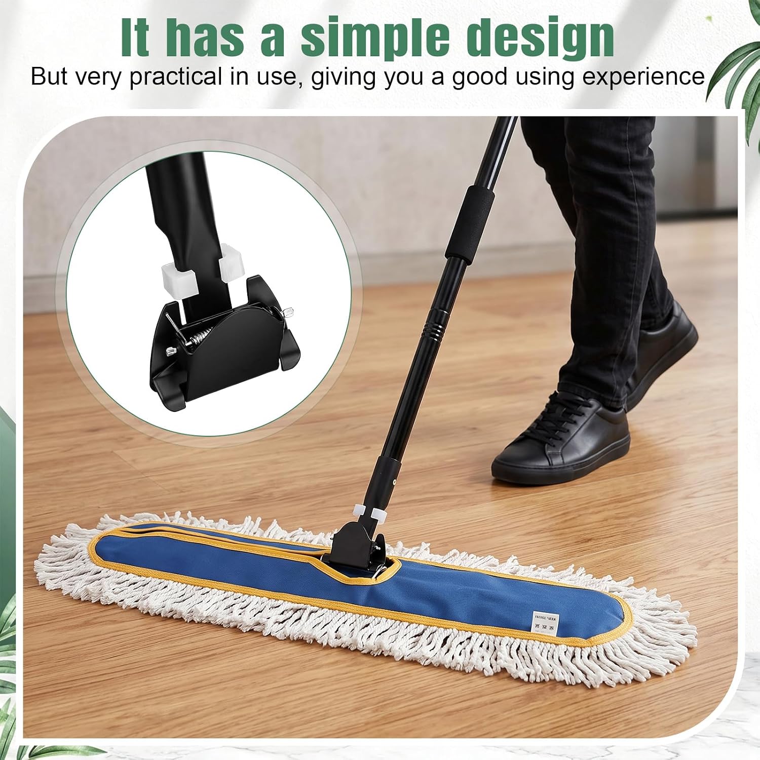 4 Pcs 61.8 Inch Clip on Dust Mop Handle, Heavy Duty Metal Stick