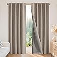RYB HOME Blackout Curtains 95 inches Long 2 Panels Set, Farmhouse Thermal Insulated Window Curtains for Living Room Bay Window Bedroom Studio Backdrop Room Divider, Biscotti Beige, W52 x L95