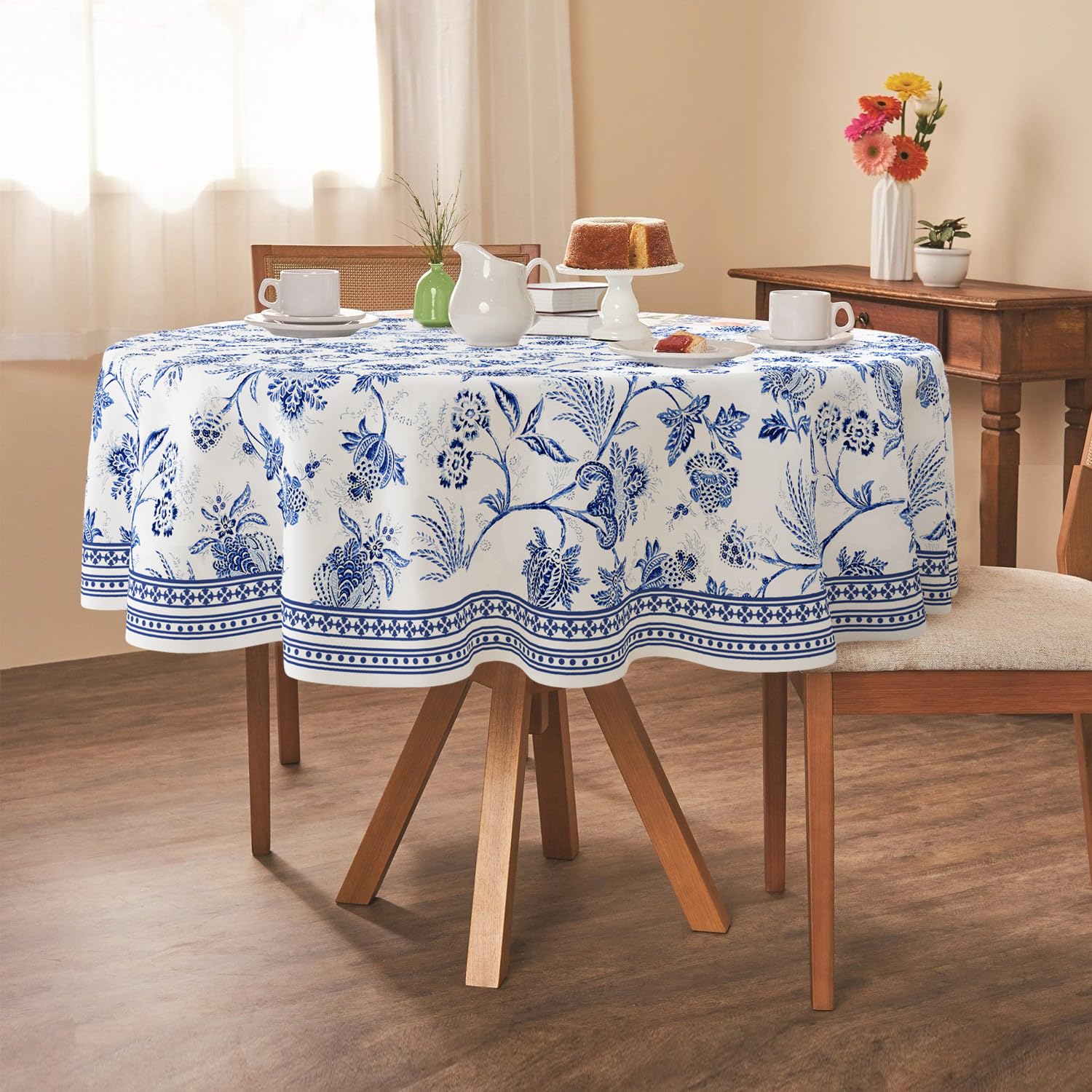 Runde Blumen-Tischdecke, Wasserdicht & Wiederverwendbar – Ideal Für Picknick, Garten & Feiern (152 Cm)