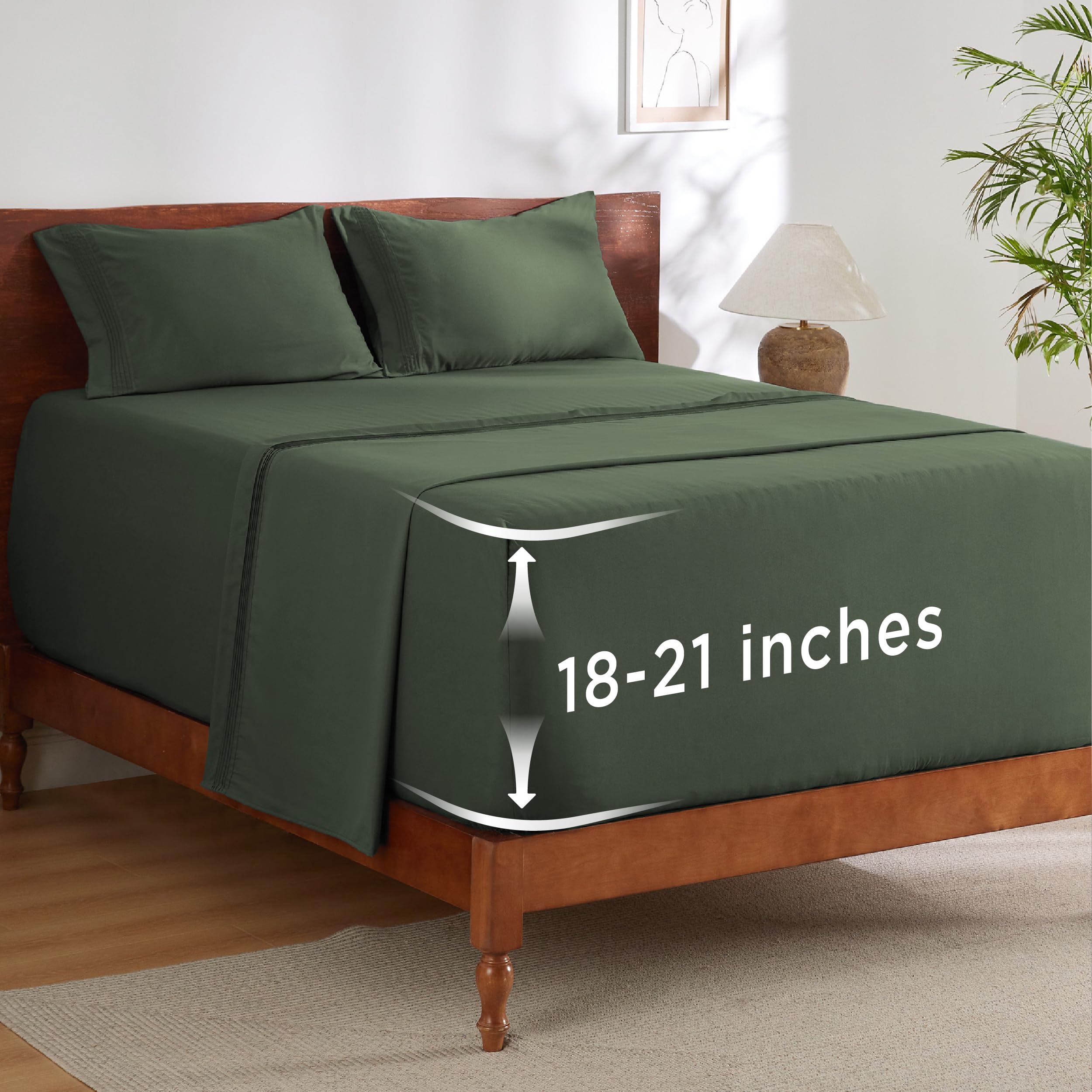 Bedsure Deep Pocket Full Size Bed Sheets Set - Fits Mattresses Up to 21 Inches Thick - 4 Piece GentleSoft Bed Sheets, Moisture Wicking, Cooling