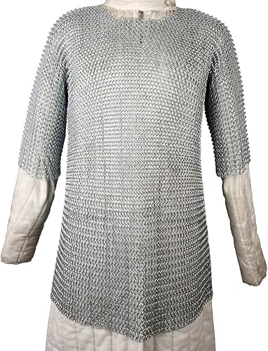 Miniatura 5 de Camisa larga medieval renacentista Haubergeon réplica guerrero Chainmail Armor XL