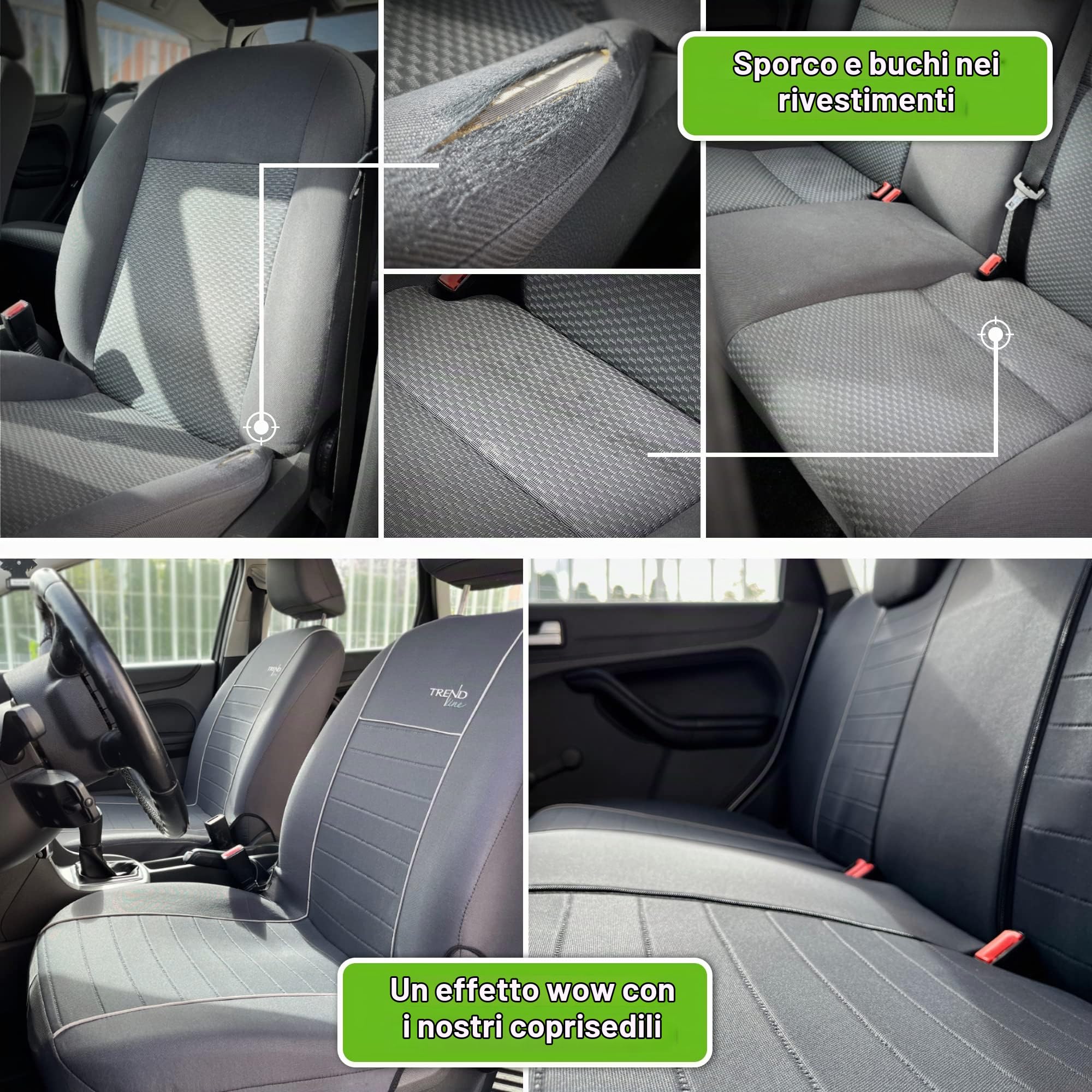 Moltico Coprisedili Auto 2+3 - Set Coprisedili Auto Universale - Tre Strati Copri Sedili per Auto con Zip - Set Coprisedili - Coprisedile Auto Anteriore e Posteriore - Coprisedile Grafite Rosso