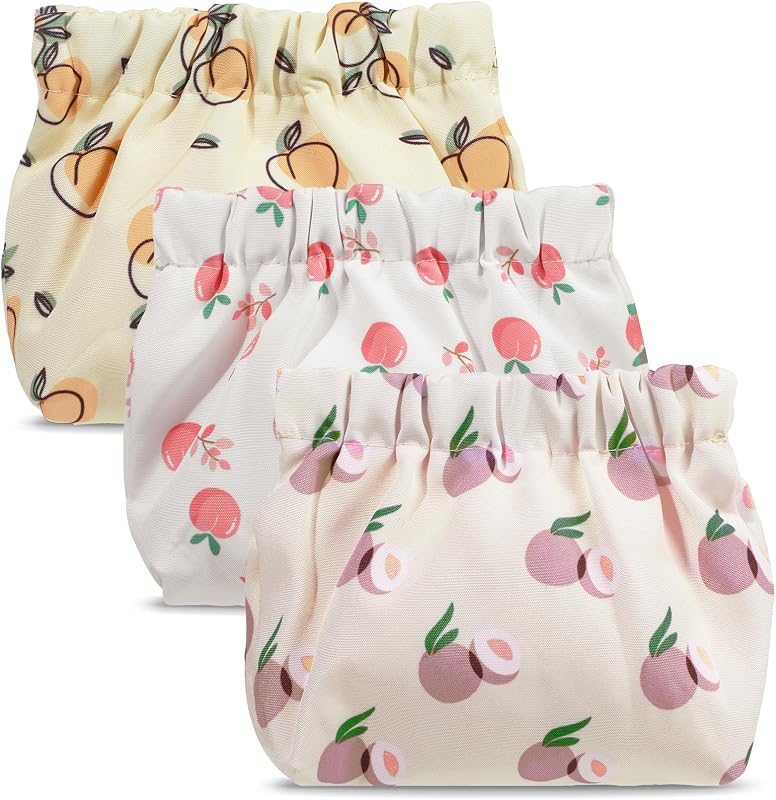 Necessaire de maquiagem portátil ISKYBOB com fechamento por pressão, estampa de frutas, 3 unidades