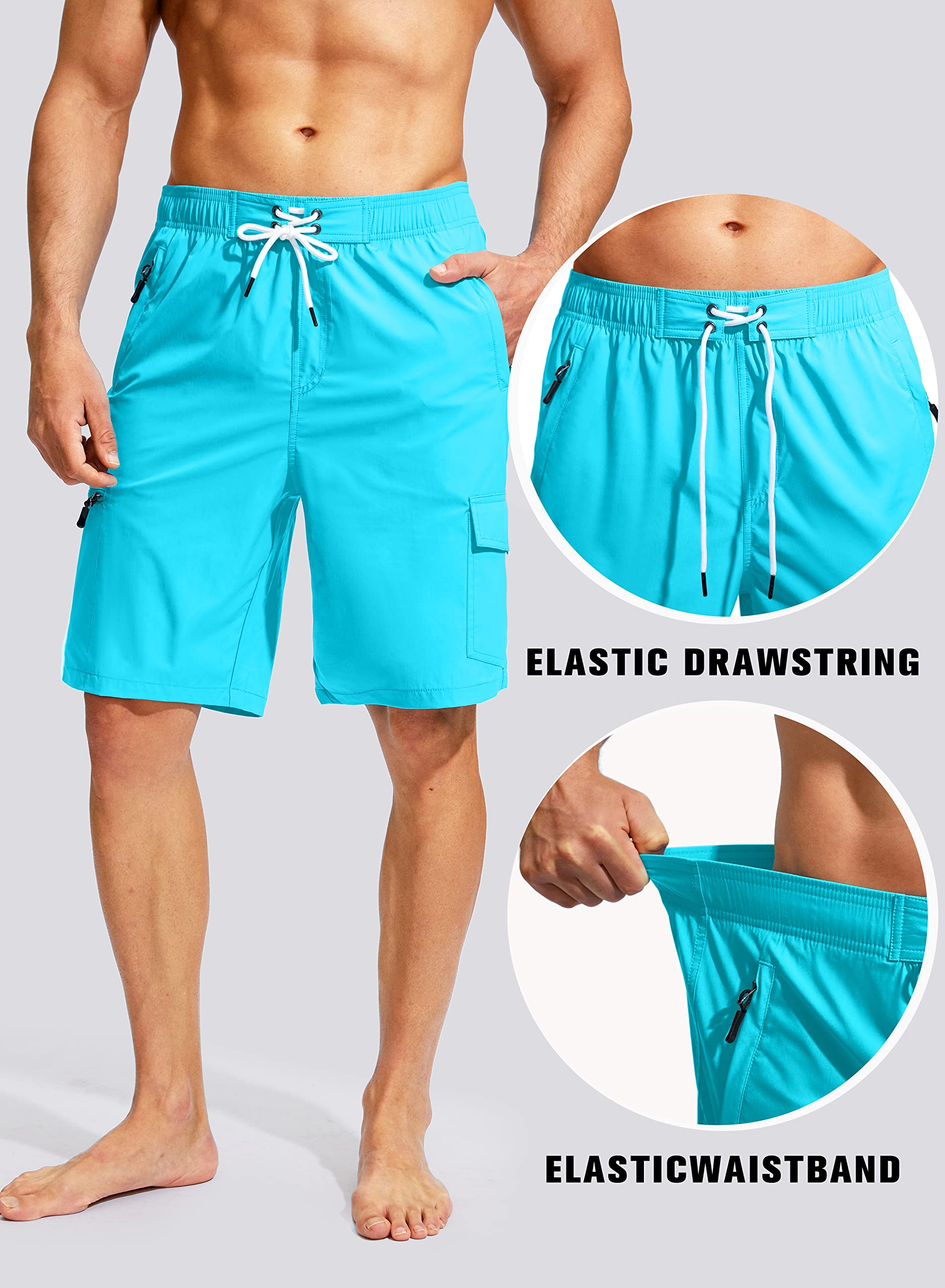 Kayrth Costume da bagno da uomo Quick Dry Board Shorts con 5 tasche Costumi da bagno da uomo - No Mesh Liner, Cielo blu, XX-Large