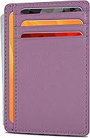 Vista 22 de Cartera de cuero Oak Leathers, cartera minimalista delgada para hombres y mujeres con bolsillo frontal, con bloqueo RFID y tarjetero, Fucsia, Pequeña