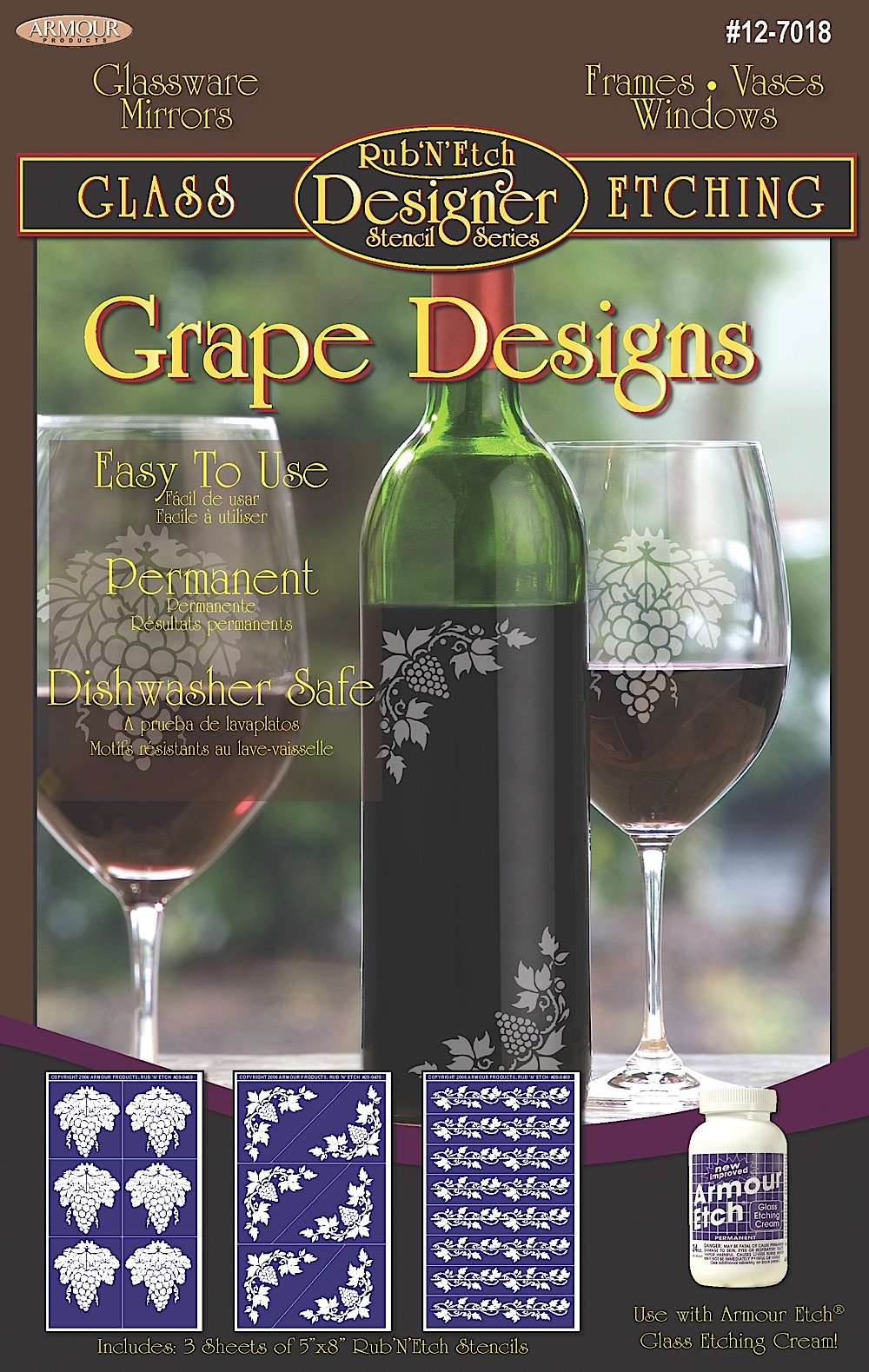 Armour EtchDesigner Stencil Pak Grape Designs