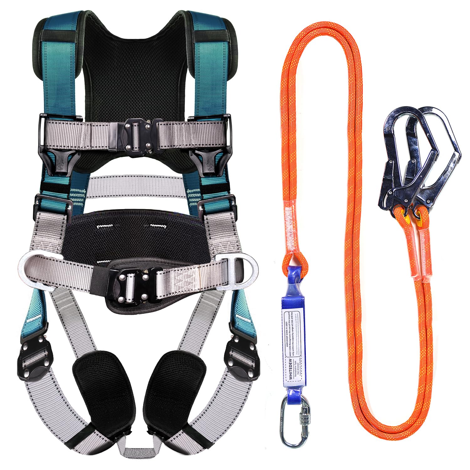 WHITEDEW Fall Protection Premium Safety Harness with Shock