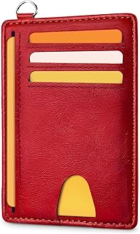 Slim Wallet, Credit Card Holder for Women, Minimalist Front Pocket RFID Blocking Card Cases, Small Wallet Women Men(Oiled Wax Cherry)