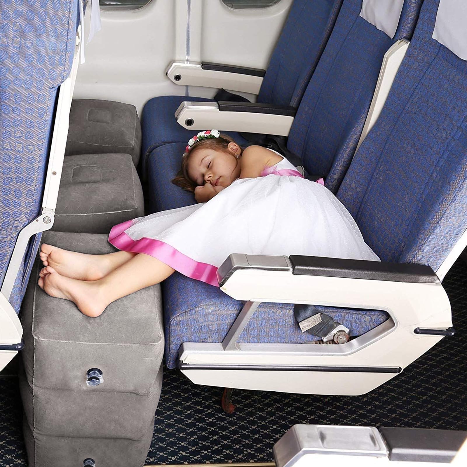 HOMCA Poggiagambe Cuscino per Piedi Riposo, Portable Outdoor Cuscino poggiapiedi Gonfiabile per Aerei, Automobili, Autobus, Treni, Ufficio e Bambini a Dormire sui voli Lunghi