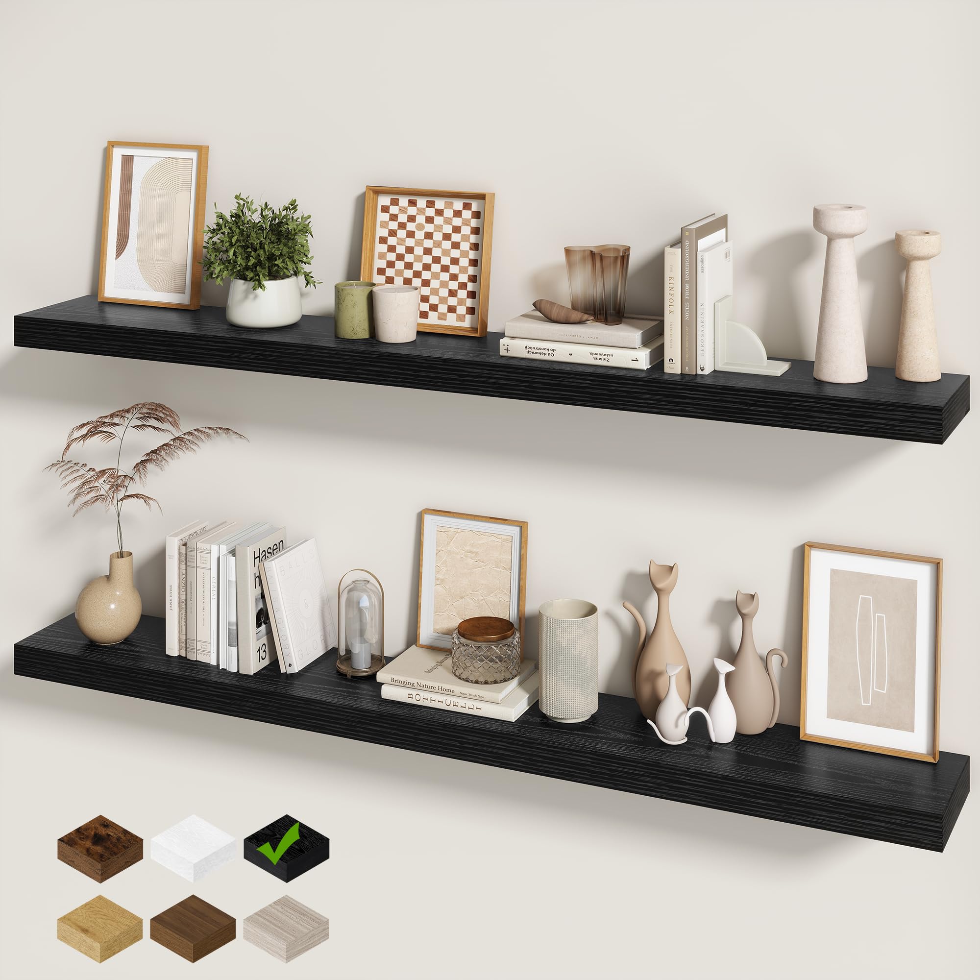 Fun Memories 60 Inch Floating Shelf with Metal Bracket (2-Pack)