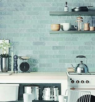 Atlas Ceramics - Porcelain Gloss Tile - Versatile Laying Options - Bathroom & Shower Wall - Kitchen or Bathroom Splashback - Traditional Art - Nolita Cielo 2.5 in X 7.8 in