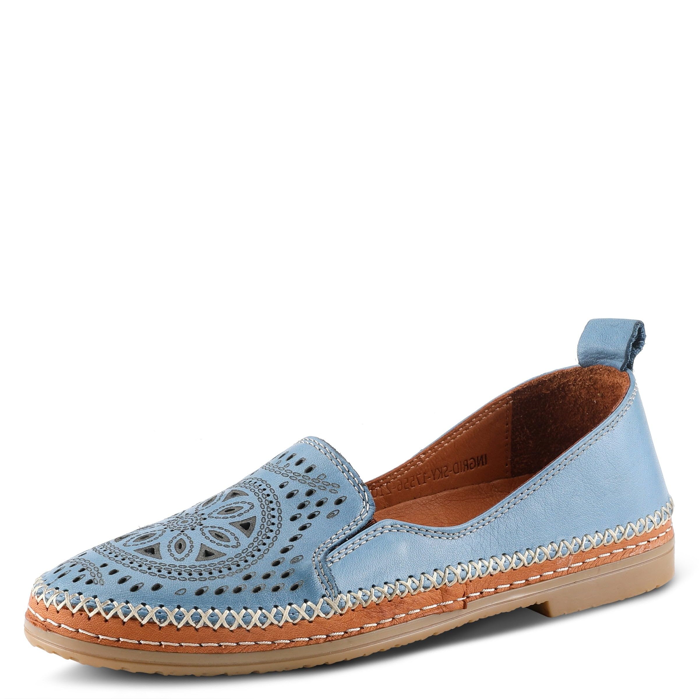 Spring Step Women’s Ingrid Loafers – Premium Leather Slip-On with Laser Cutout Design, Elastic Goring and Lightweight Flat Sole for Comfortable