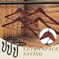 Vista 4 de Sratte 50 ganchos de conector para colgar ropa, ganchos extensores de clips de metal para perchas de terciopelo, ahorro de espacio (negro, 50 piezas)