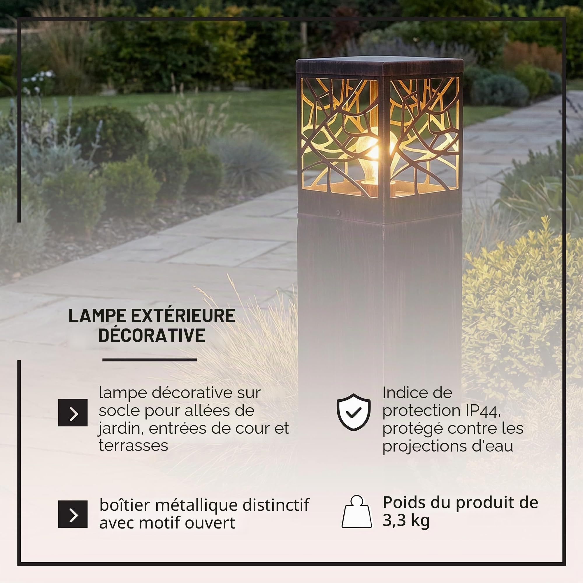 Lightbox Sockellampe Rostoptik 59 cm, E27, wetterfeste Leuchte