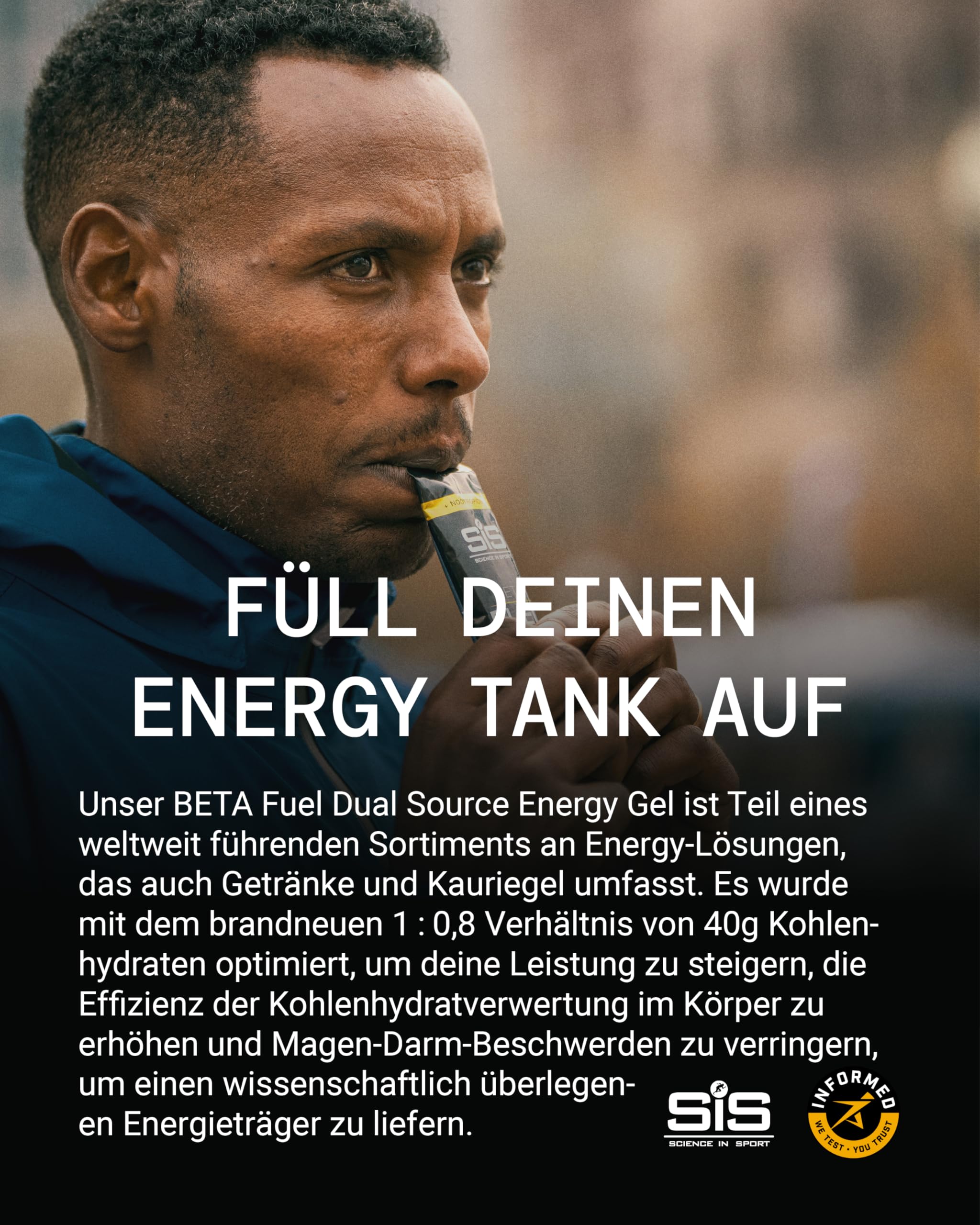 Science in Sport Beta Fuel Gel, 40g Carbs, Verhältnis Maltodextrin zu Fruktose 1 zu 0,8 verbessert Kohlenhydrataufnahme, reduziert Unwohlsein, Energiegel für Sportler, 30x60ml, Erdbeere & Limette