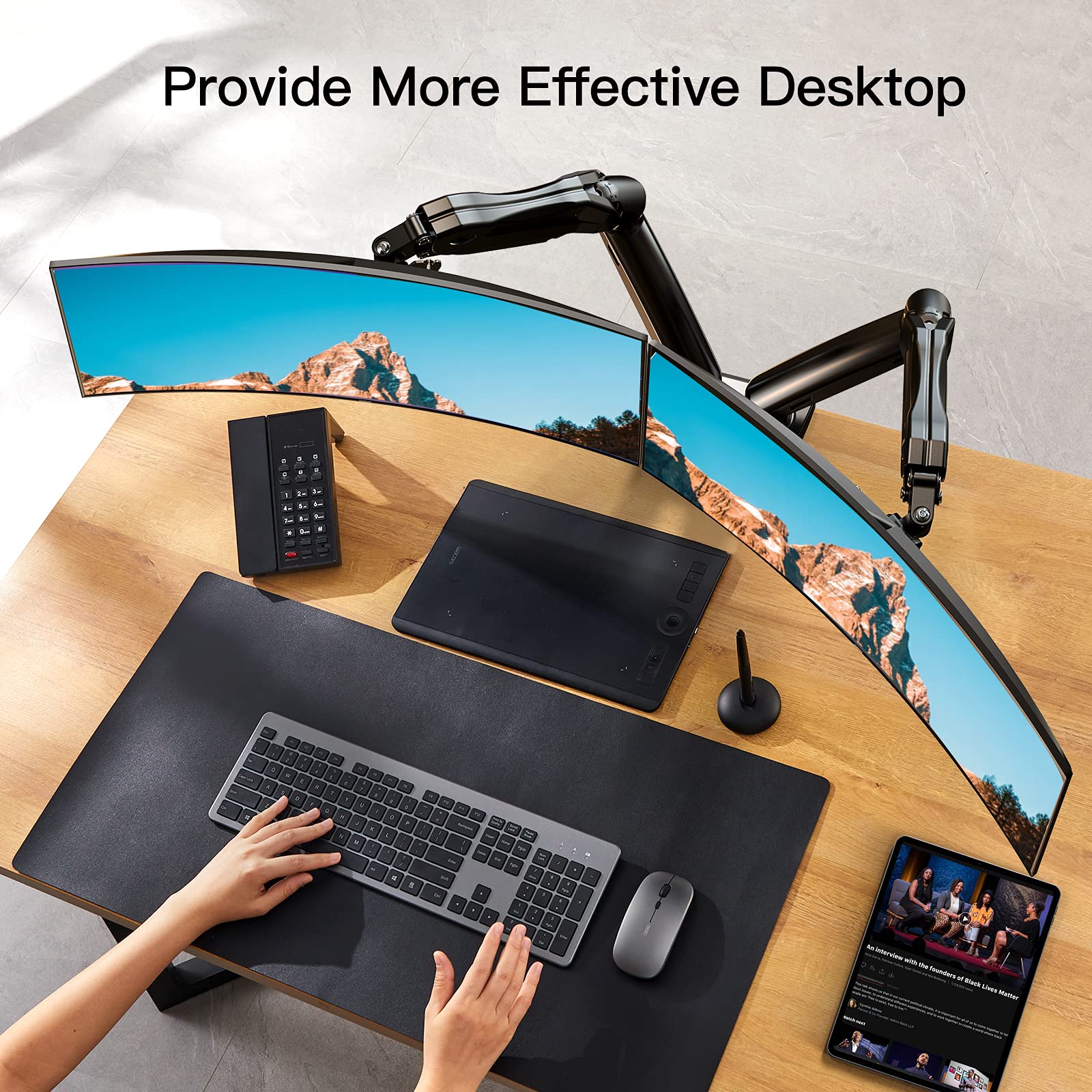 HUANUO Dual Monitor Stand for 13 to 27 inch Screens, Gas Spring Dual