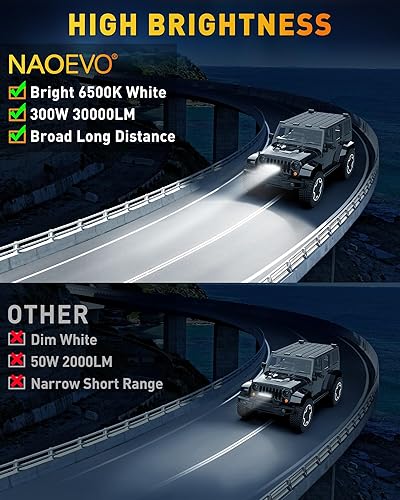 Miniatura 2 de NAOEVO Barra de luz LED de 12 pulgadas, 300 W, 30000 lúmenes, luces LED para todo terrenoconducciónantiniebla, barra LED con kit de arnés de