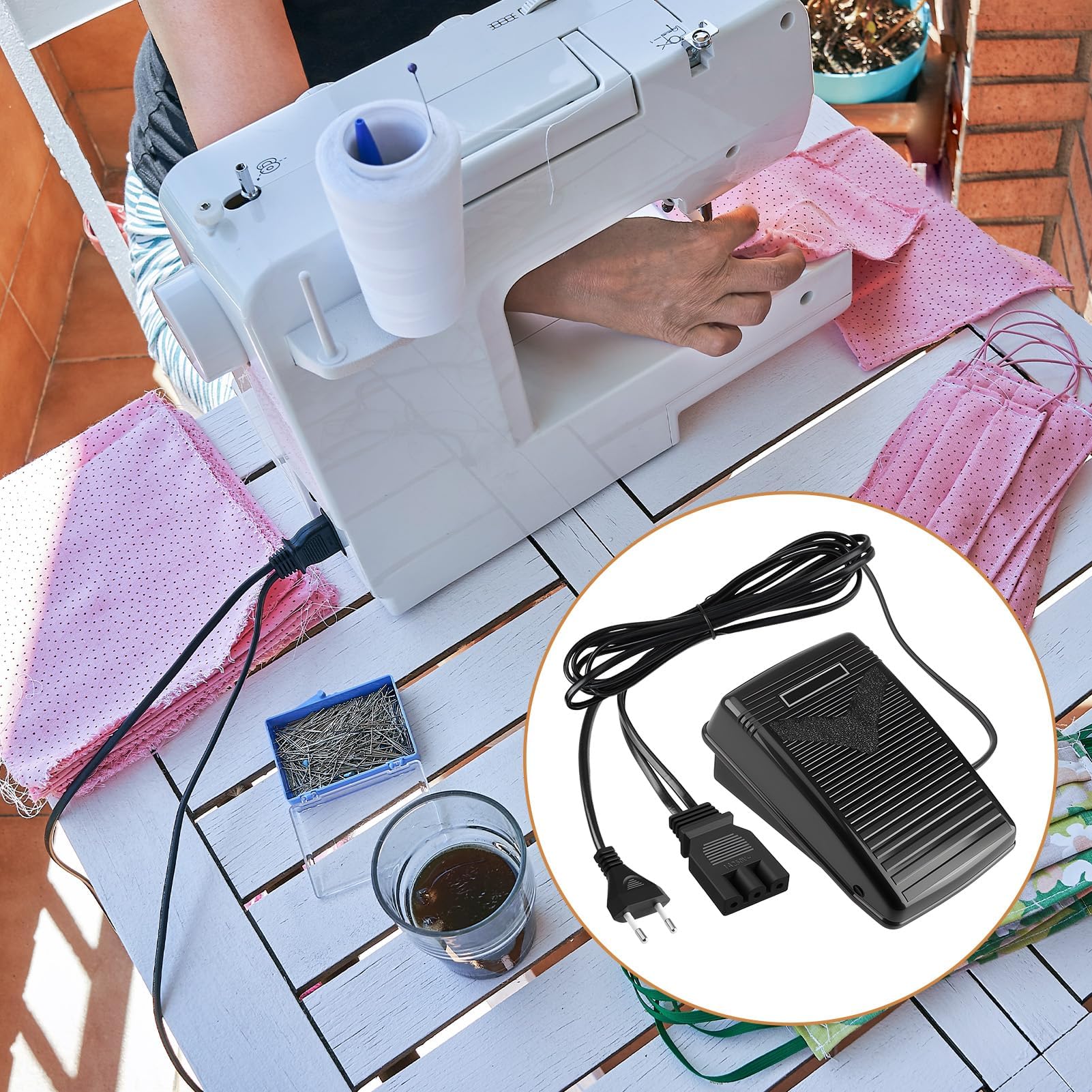 Pedal de máquina de Coser, Pedales para Máquinas de Coser Electrónicas 220-240V con Cable de alimentación, Control electrónico Universal para Singer, Simplicity(Prise EU) | con Cable de alimentación, Control electrónico Universal para Singer, Simplicity(P