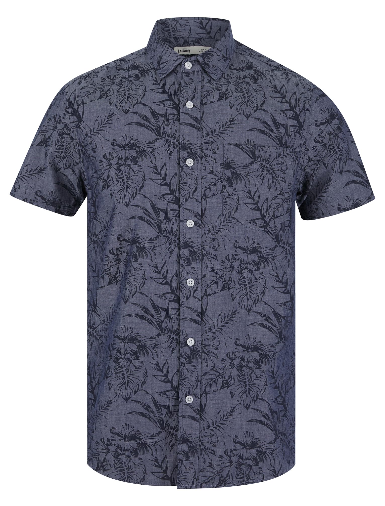 Tokyo Laundry Men's Tropical Floral Print Cotton Short Sleeve Hawaiian Shirt