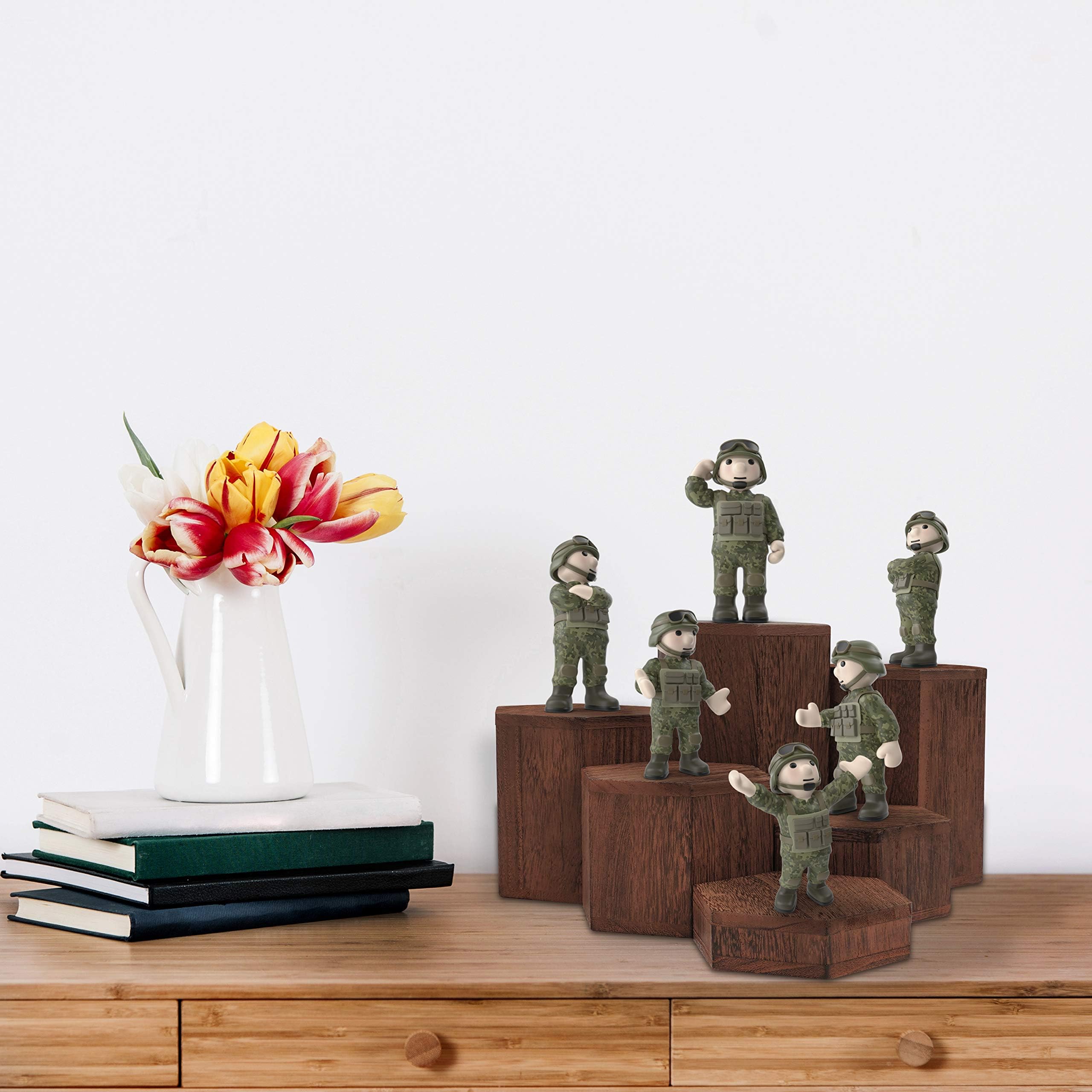 BELLE VOUS Alzatina in Legno Rustico Espositore (6pz) - Colonna per Vetrine e Ripiani - Ceppo Tronco per Gioielli, Arredo Casa, Cupcakes e Dessert - Centrotavola