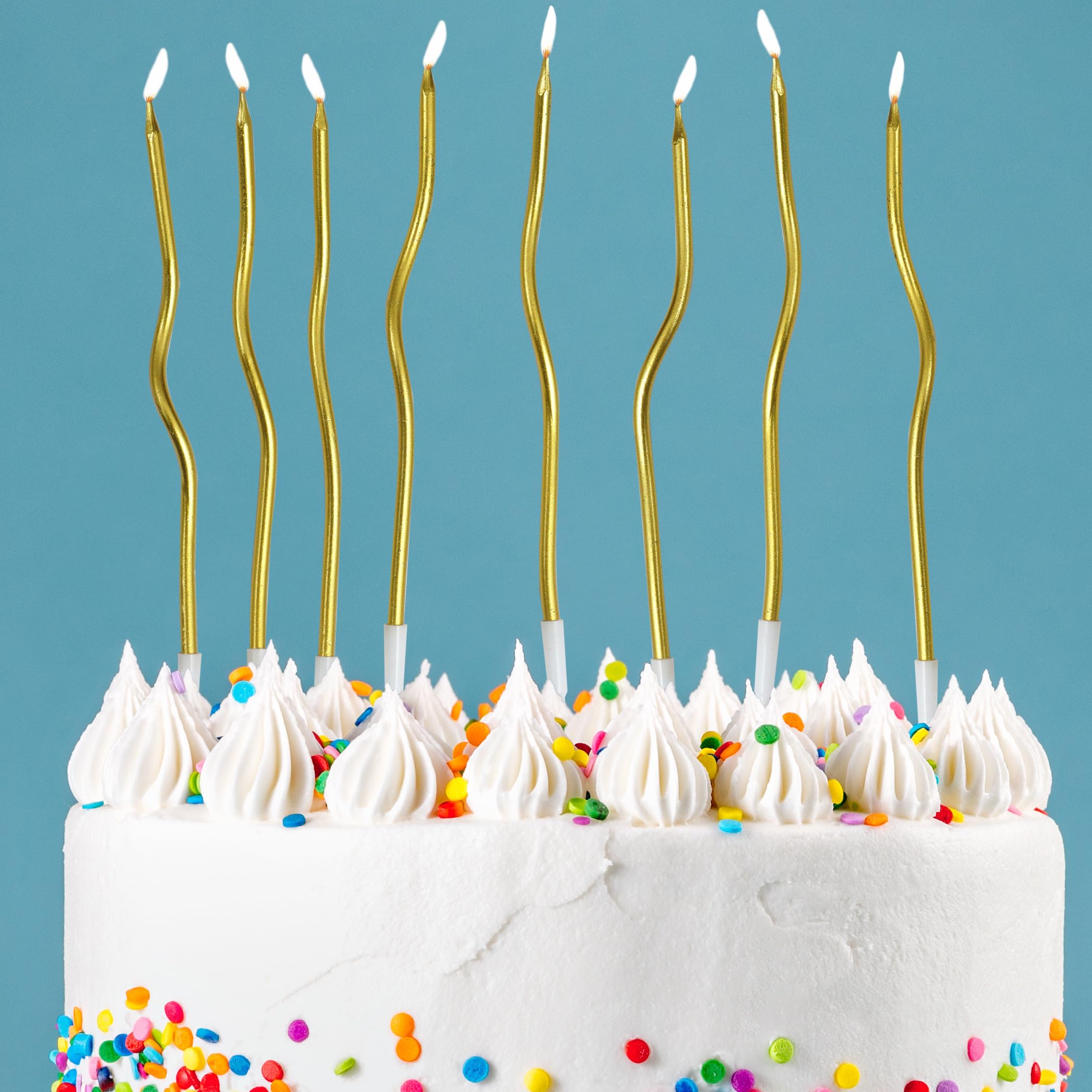 Long Thin Cake Candles Metallic Birthday Candles Long Thin Candles In Holders For Birthday Wedding Color Cake Topper - 15 - View #3