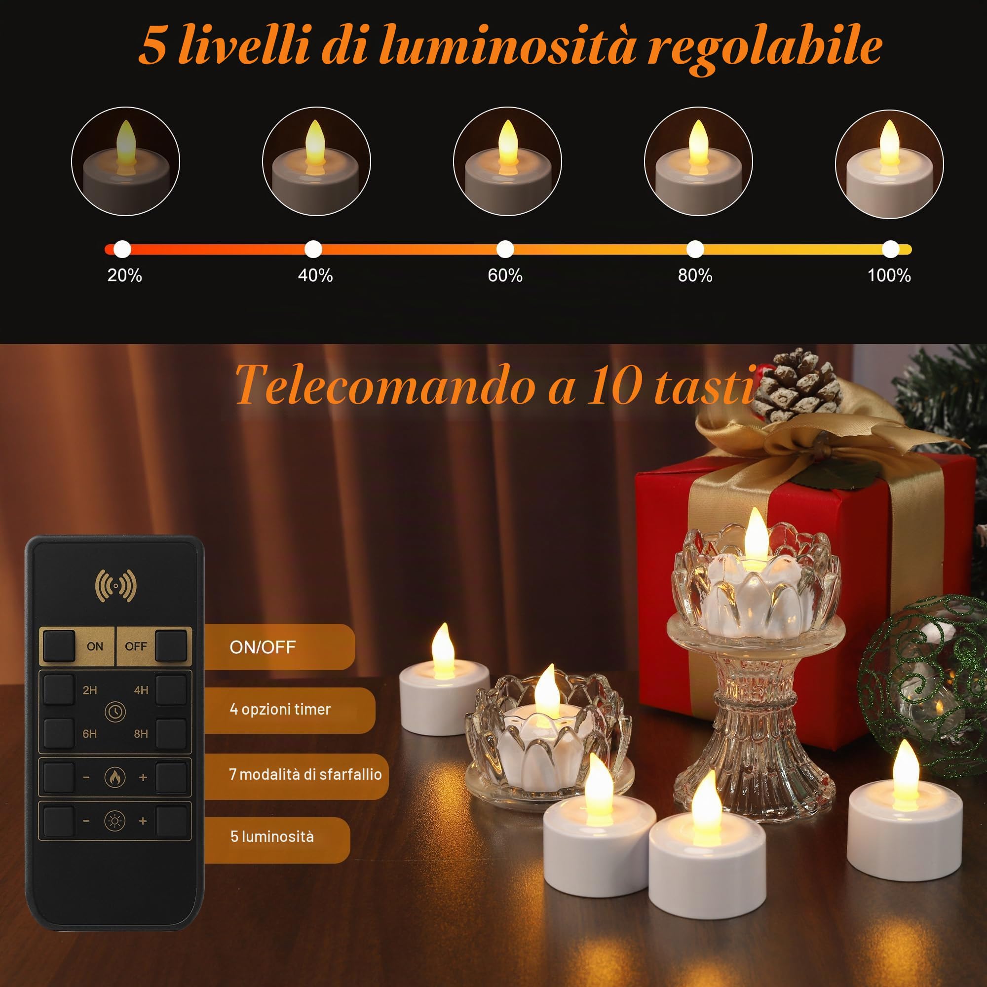 EXTSUD Set di 6 Candele Riscaldatore LED Ricaricabile Candela LED Fiamma Tremolante con Stazione di Ricarica e Telecomando, Decorazione per Natale Compleanno Matrimonio Cena Ristorante Hotel